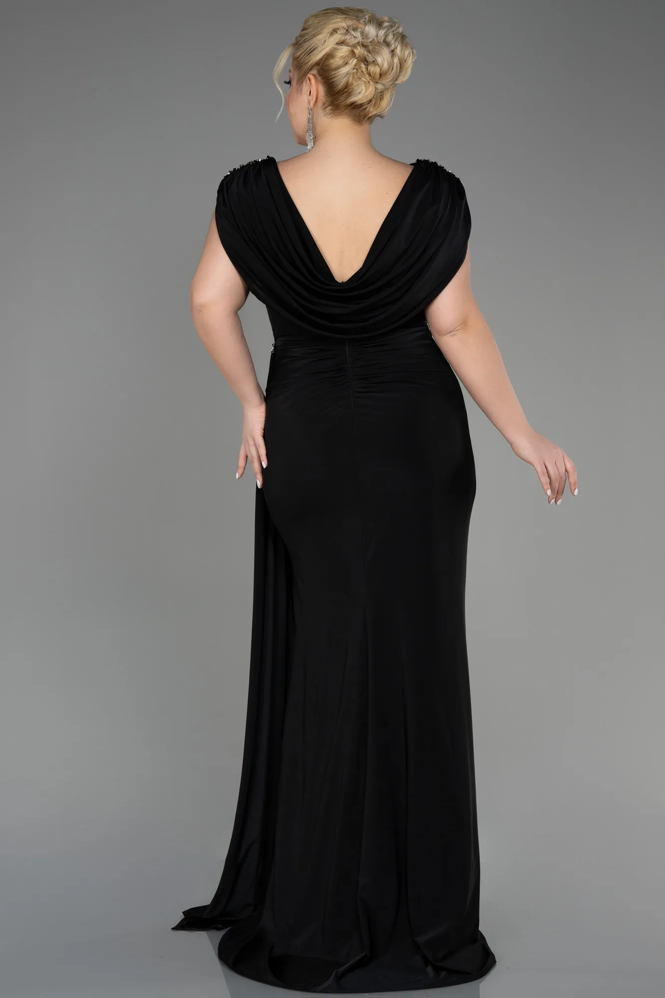 Black-Long Plus Size Engagement Dress ABU3734