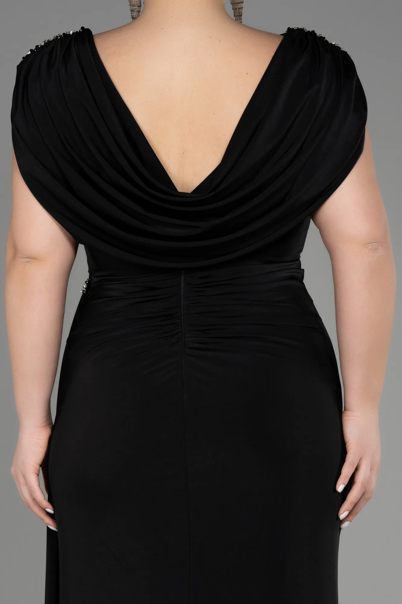 Black-Long Plus Size Engagement Dress ABU3734