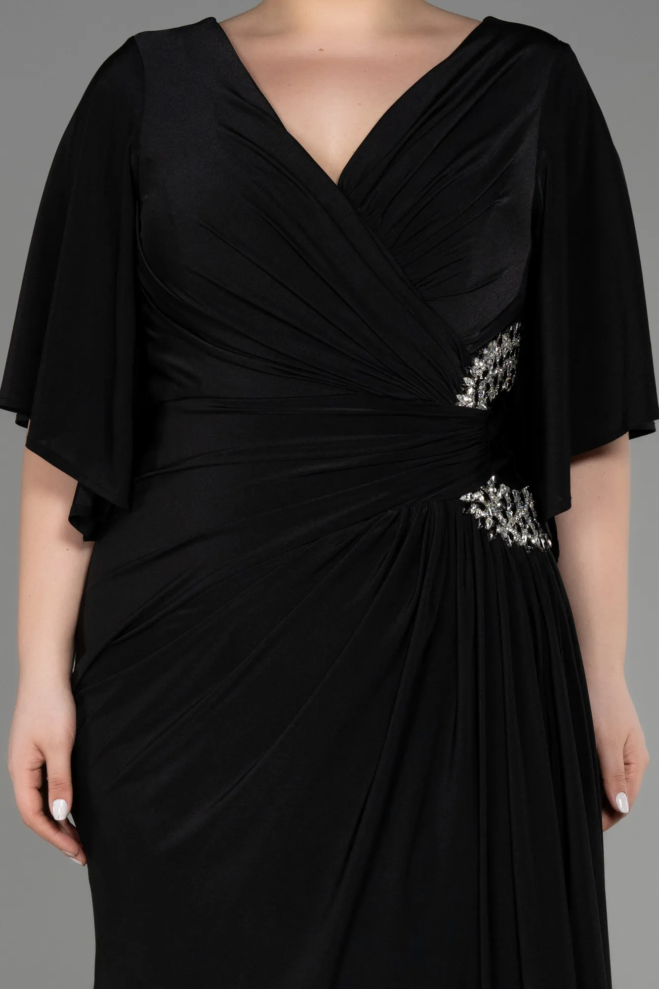 Black-Long Plus Size Engagement Dress ABU3736