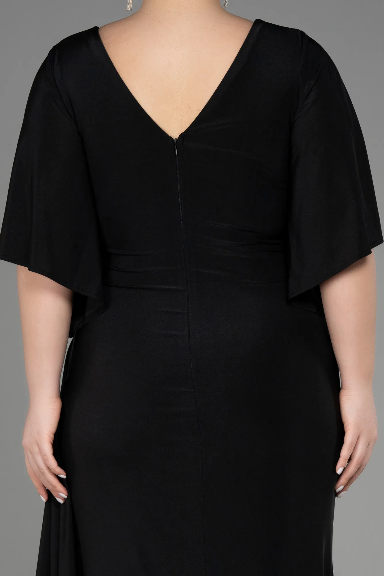 Black-Long Plus Size Engagement Dress ABU3736