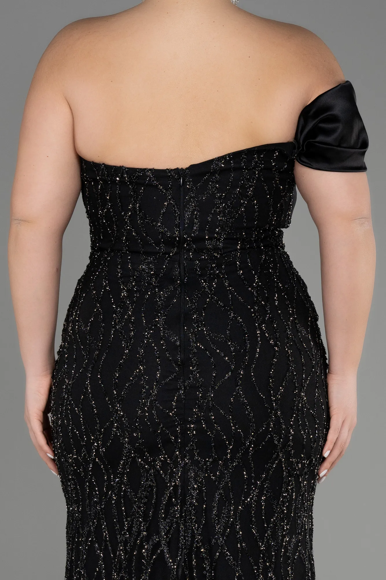 Black-Long Plus Size Engagement Dress ABU3739