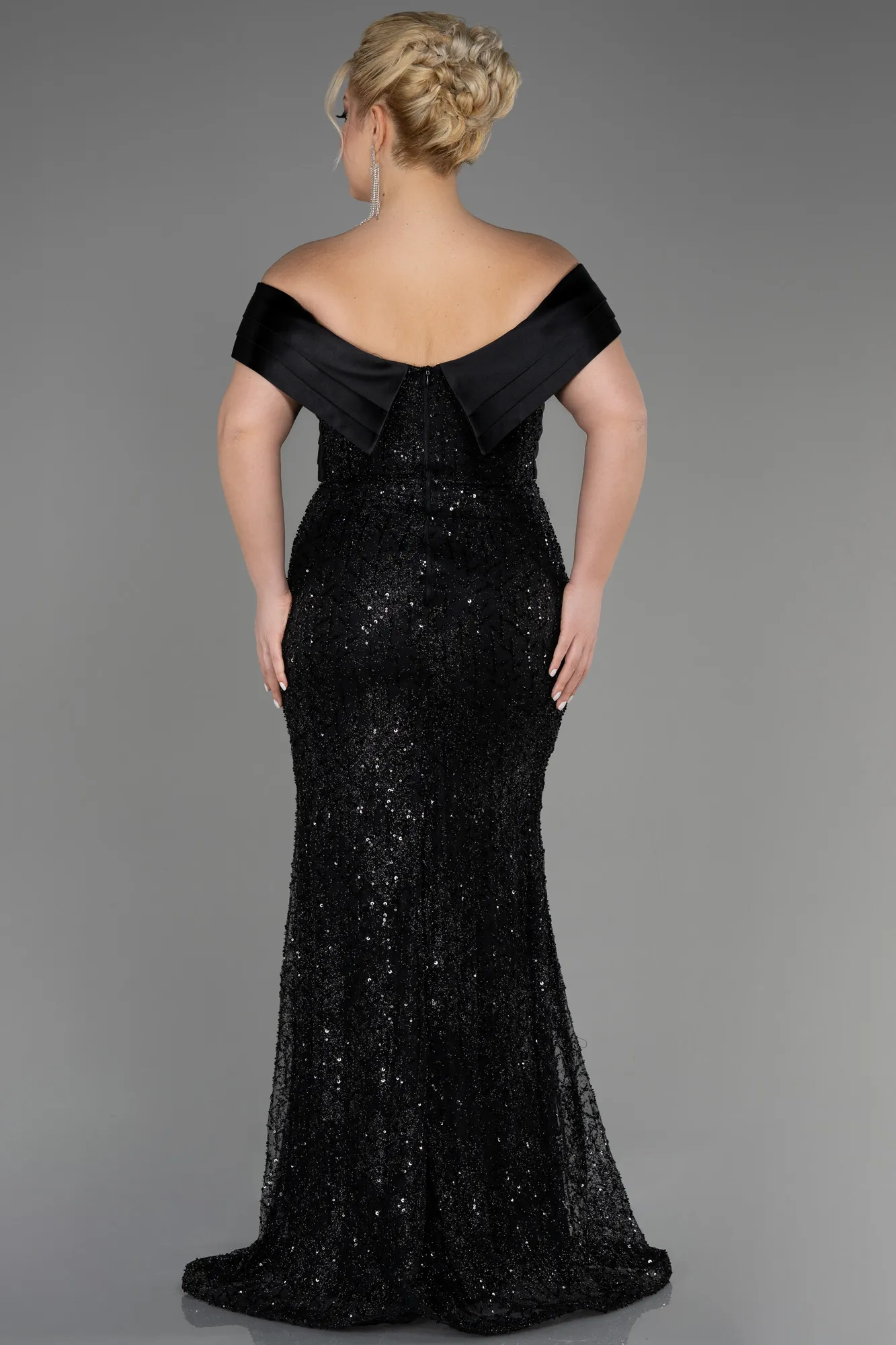 Black-Long Plus Size Engagement Dress ABU3740