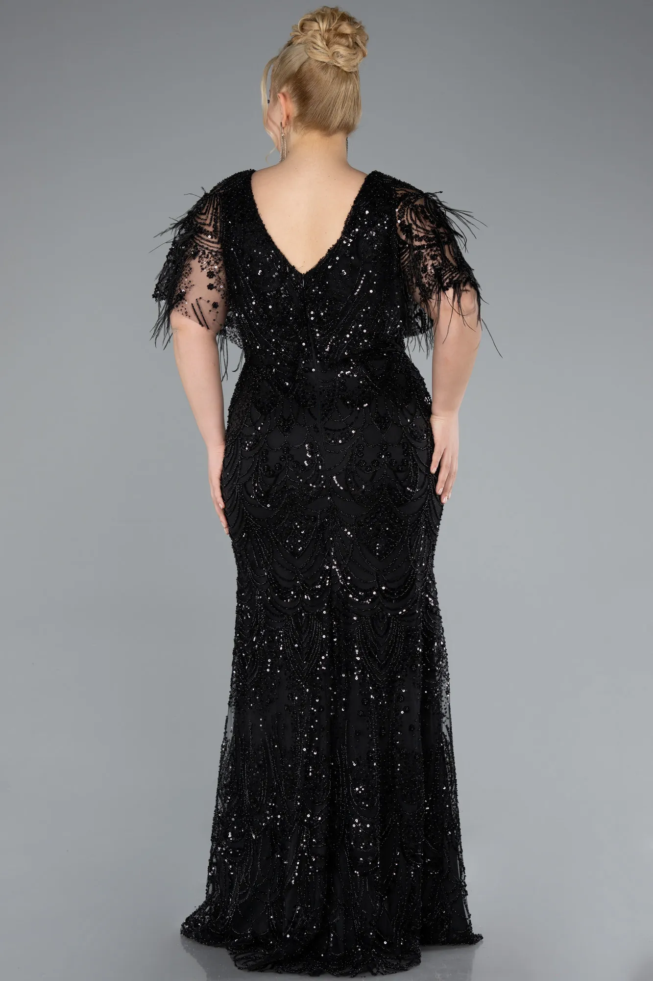 Black-Long Plus Size Engagement Dress ABU4950