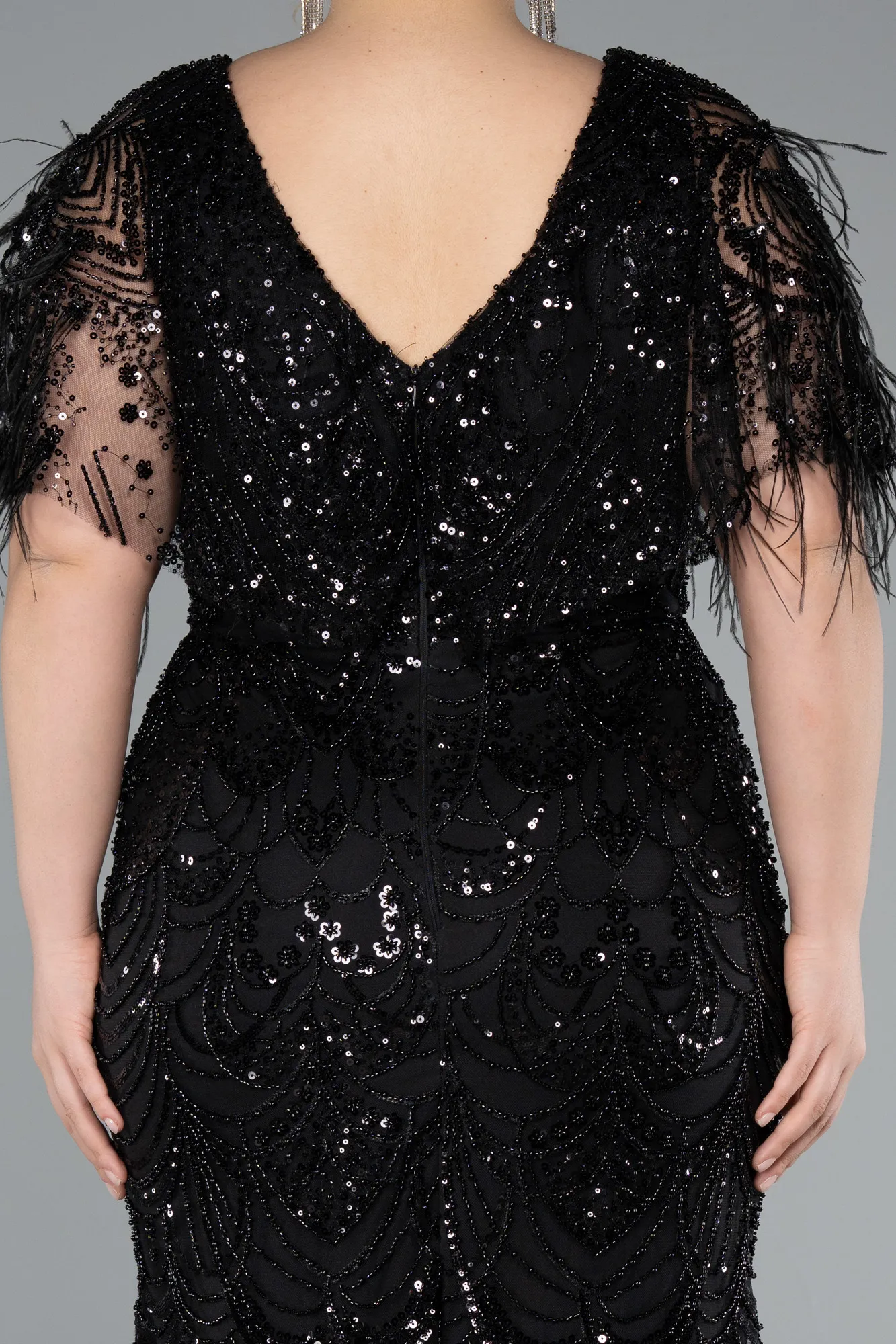 Black-Long Plus Size Engagement Dress ABU4950