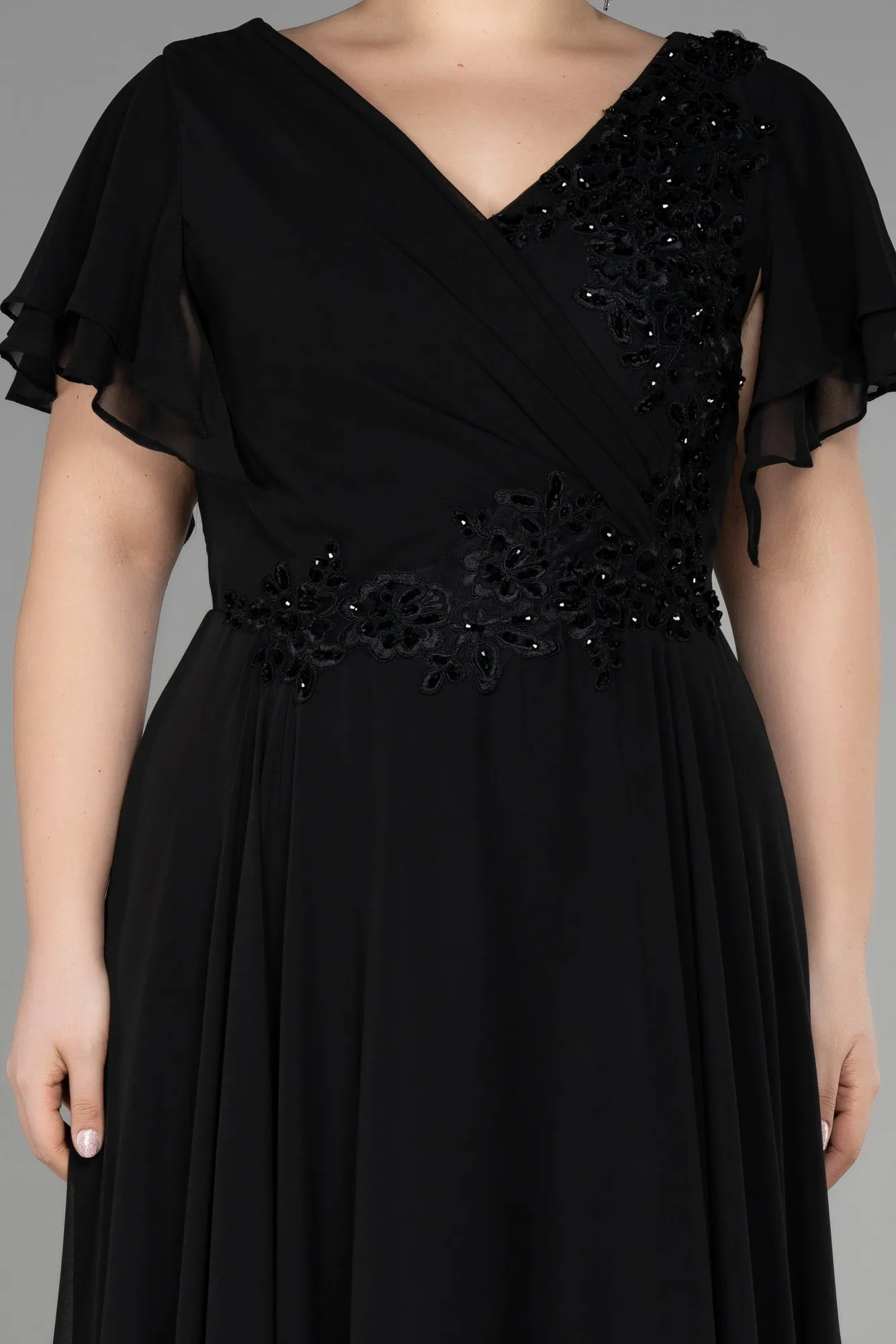 Black-Long Plus Size Evening Dress ABU1562