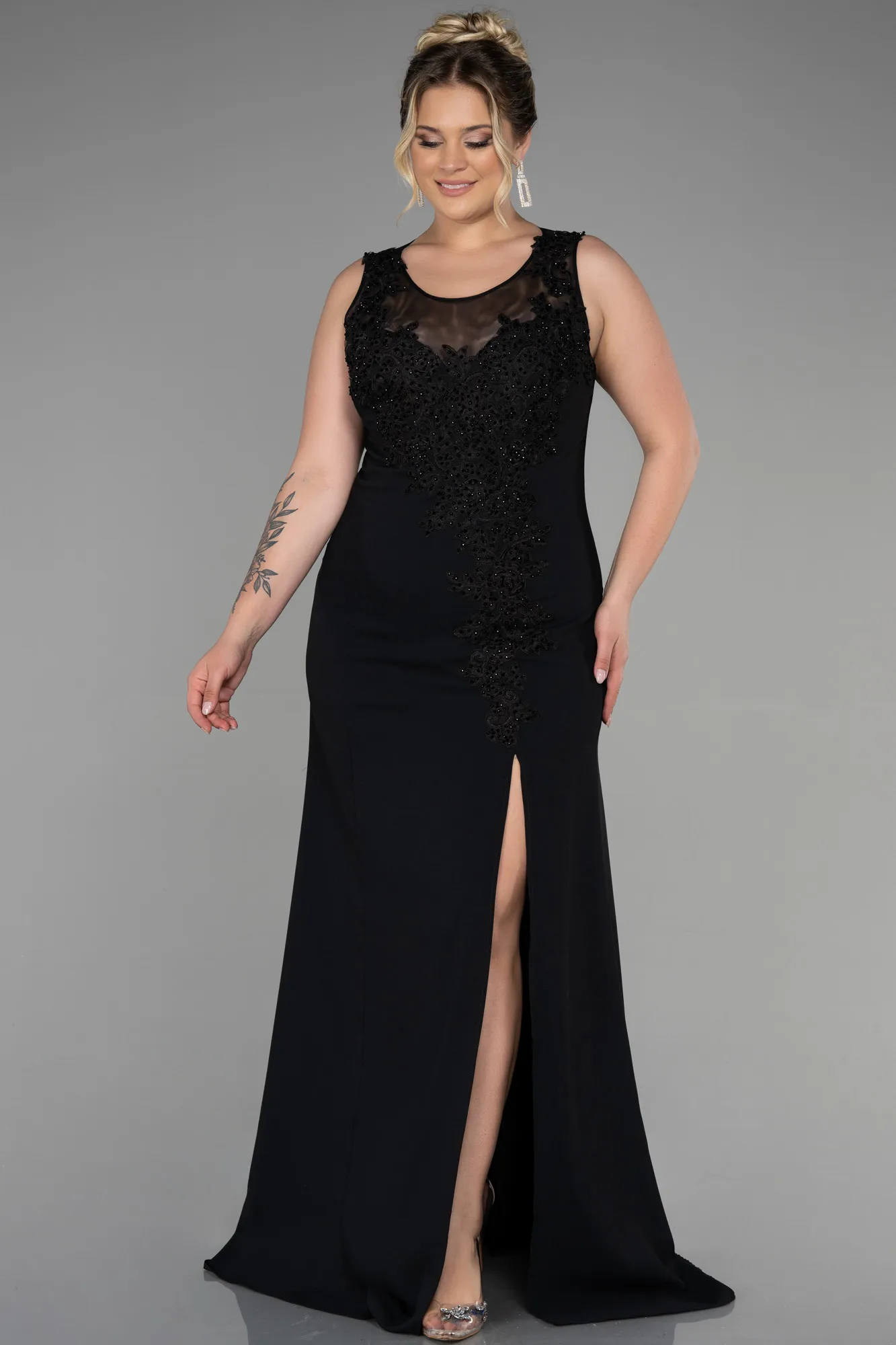 Black-Long Plus Size Evening Dress ABU1870