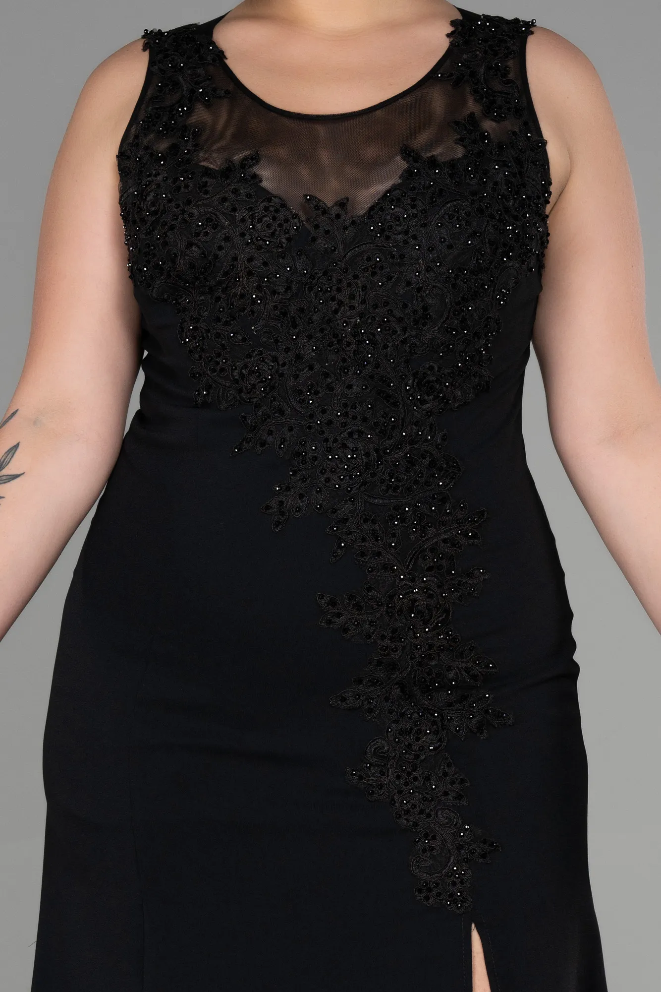 Black-Long Plus Size Evening Dress ABU1870