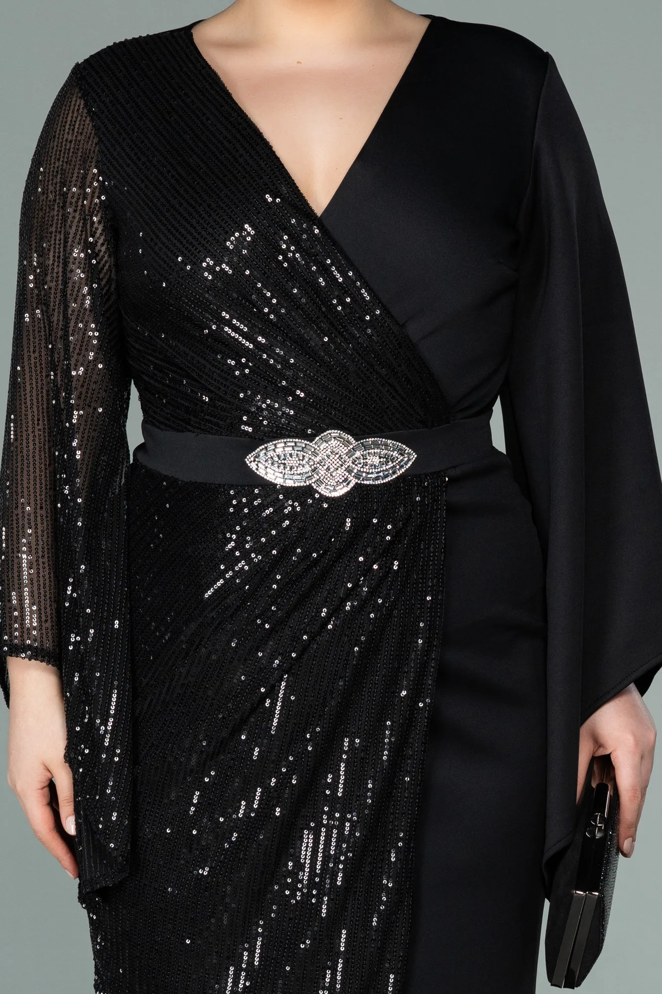 Black-Long Plus Size Evening Dress ABU2149