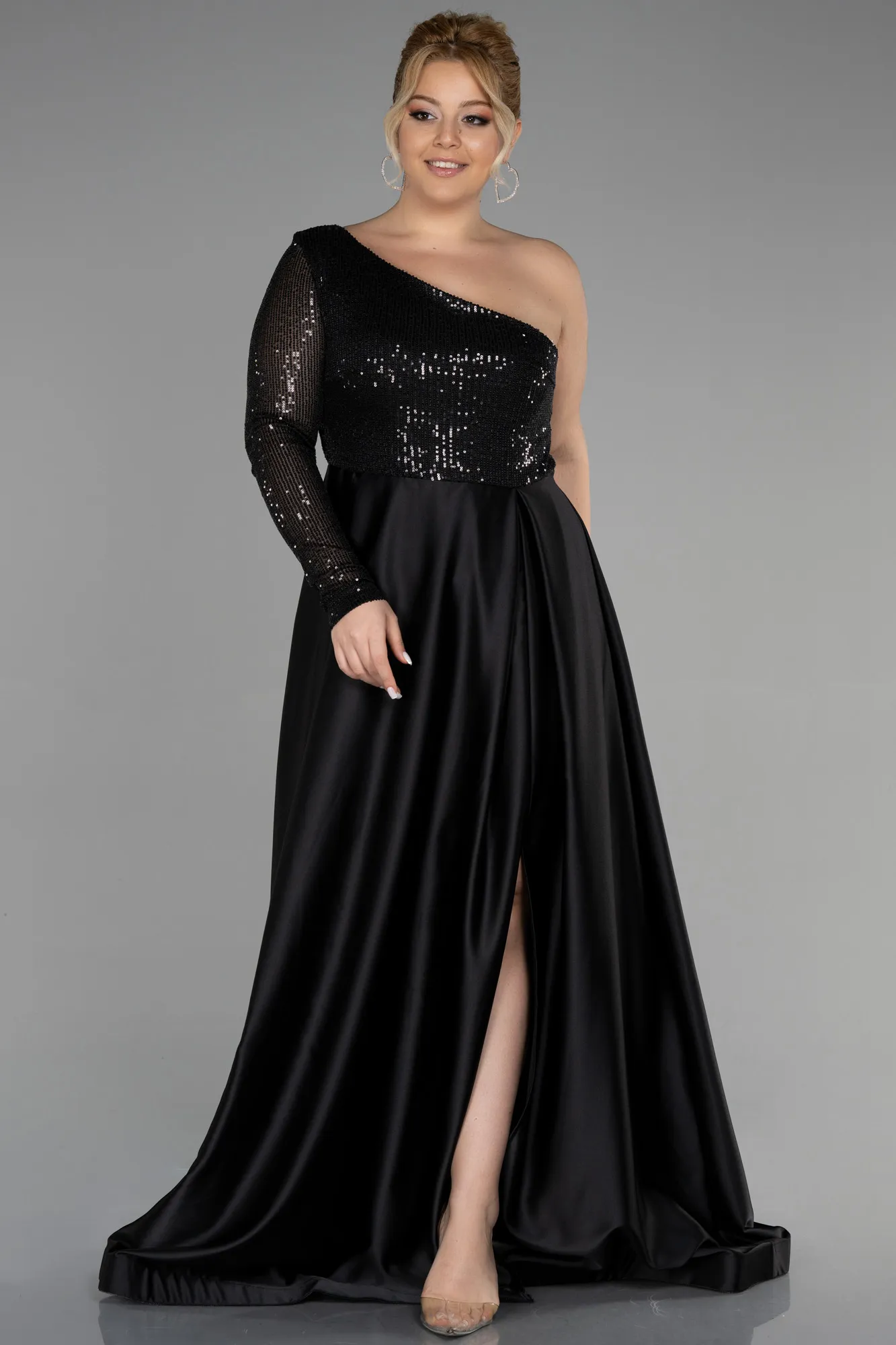 Black-Long Plus Size Evening Dress ABU2165