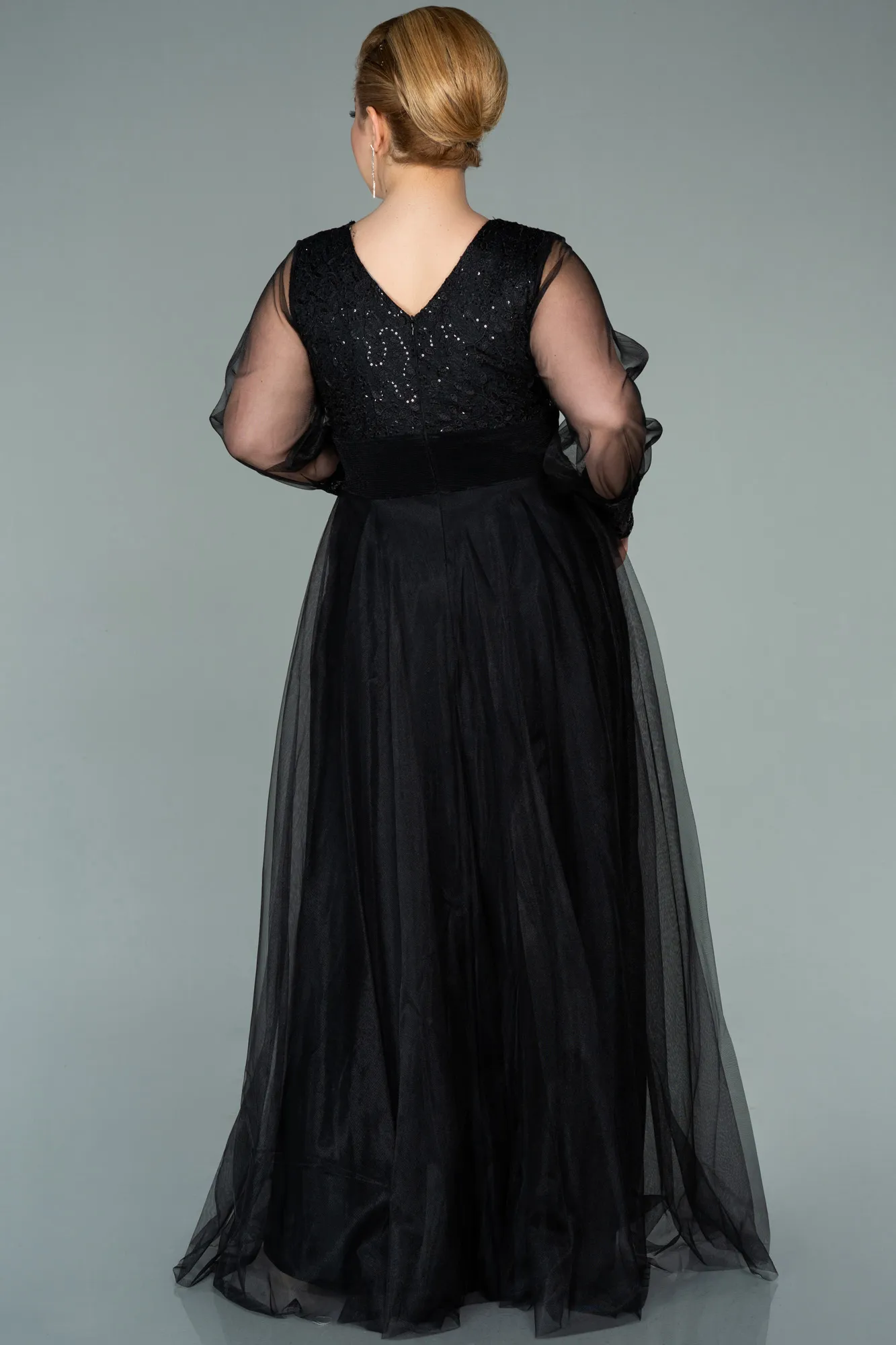 Black-Long Plus Size Evening Dress ABU2196