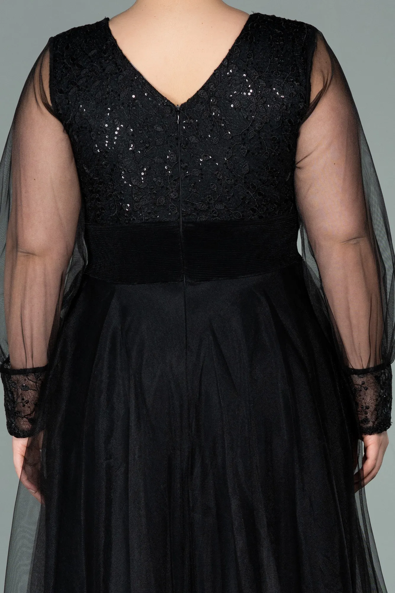 Black-Long Plus Size Evening Dress ABU2196