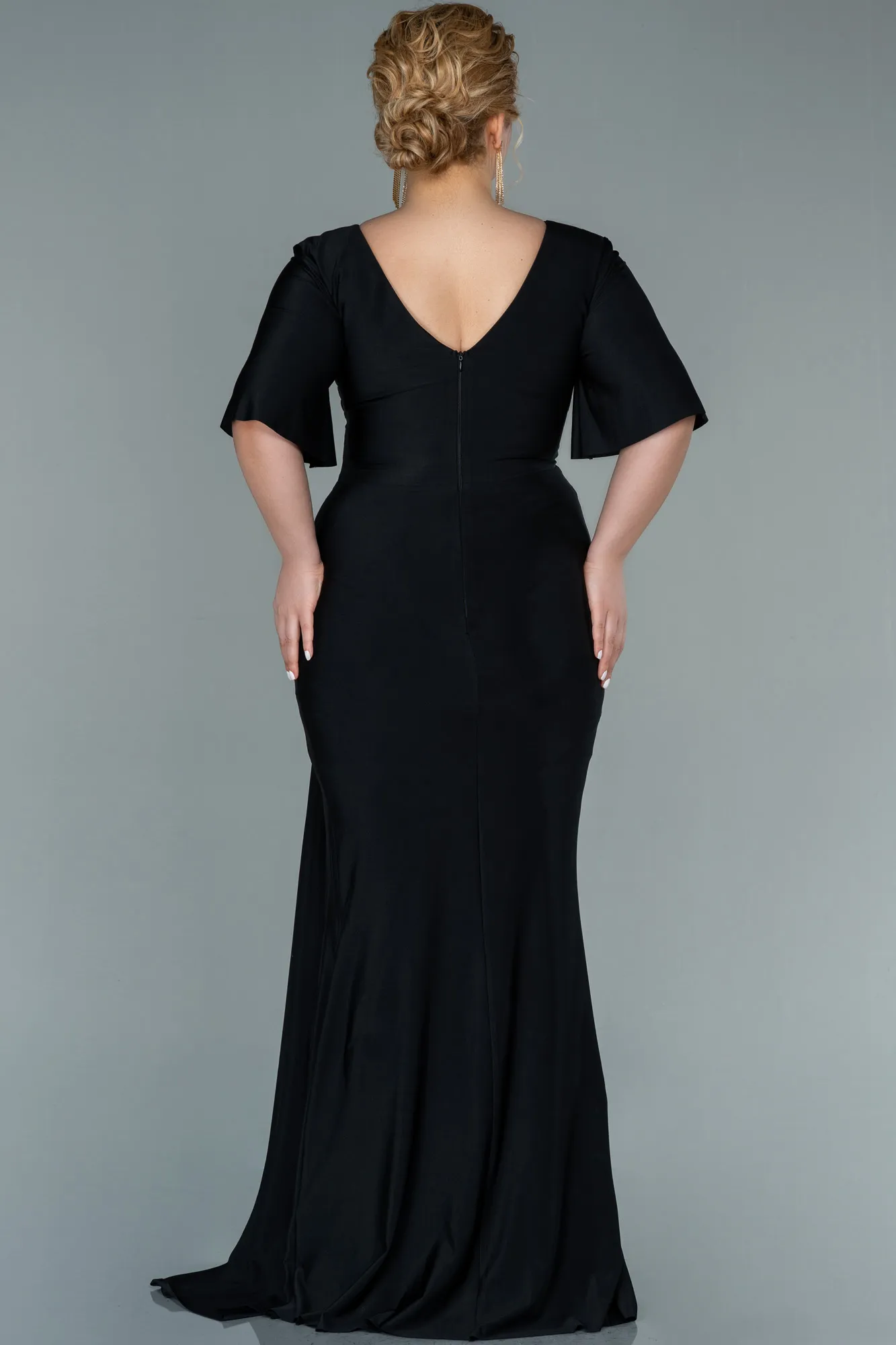 Black-Long Plus Size Evening Dress ABU2441