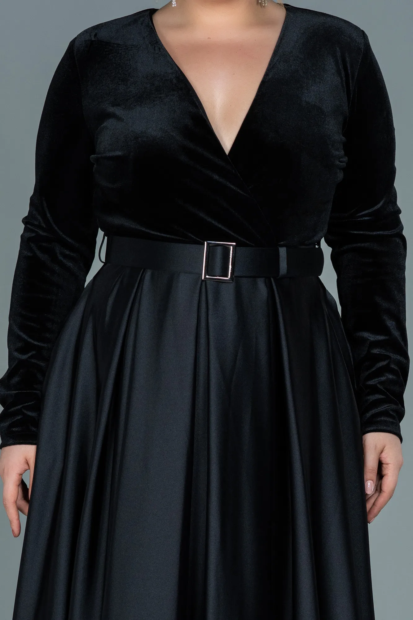 Black-Long Plus Size Evening Dress ABU2615