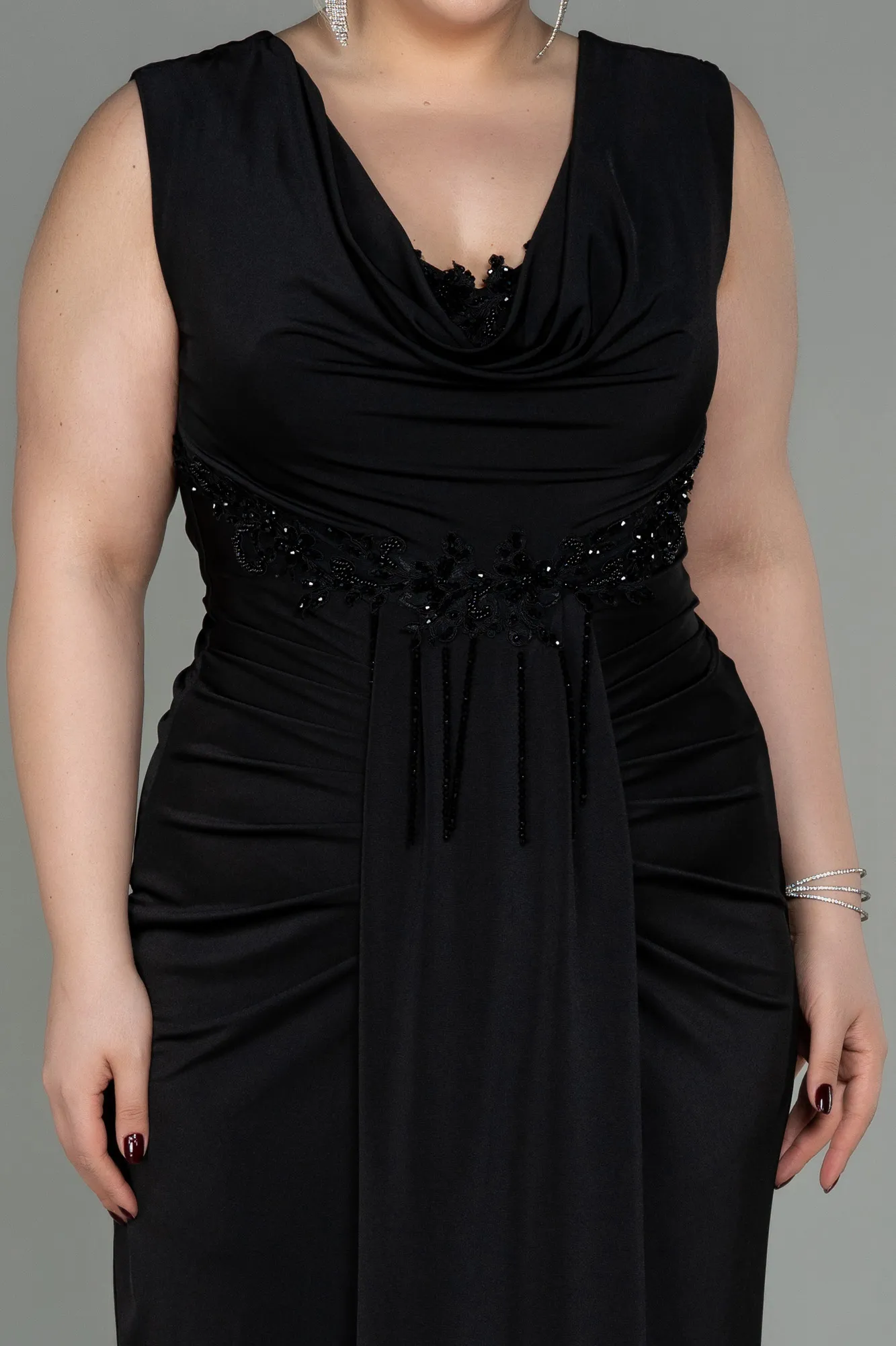 Black-Long Plus Size Evening Dress ABU2974