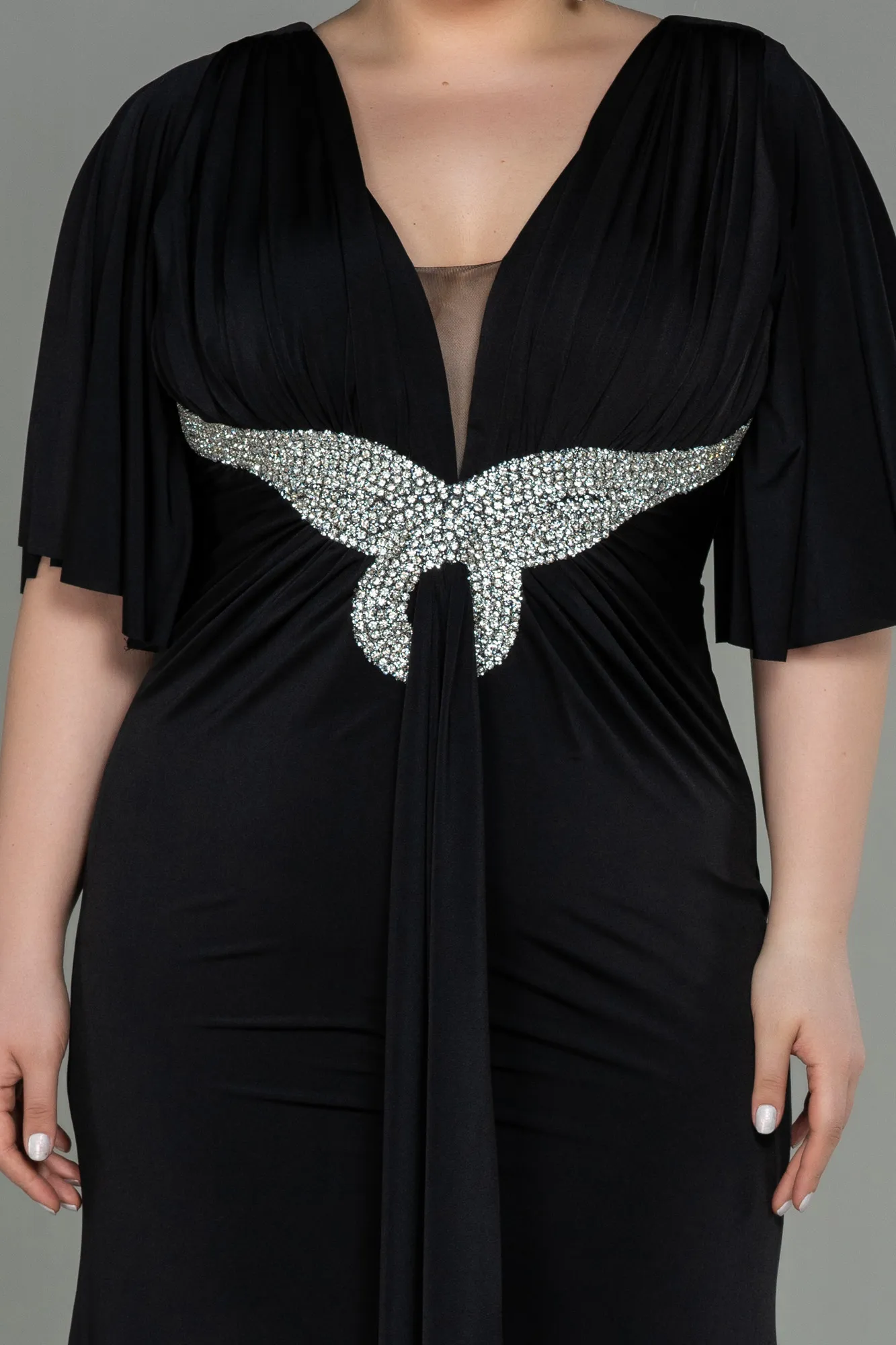 Black-Long Plus Size Evening Dress ABU3015