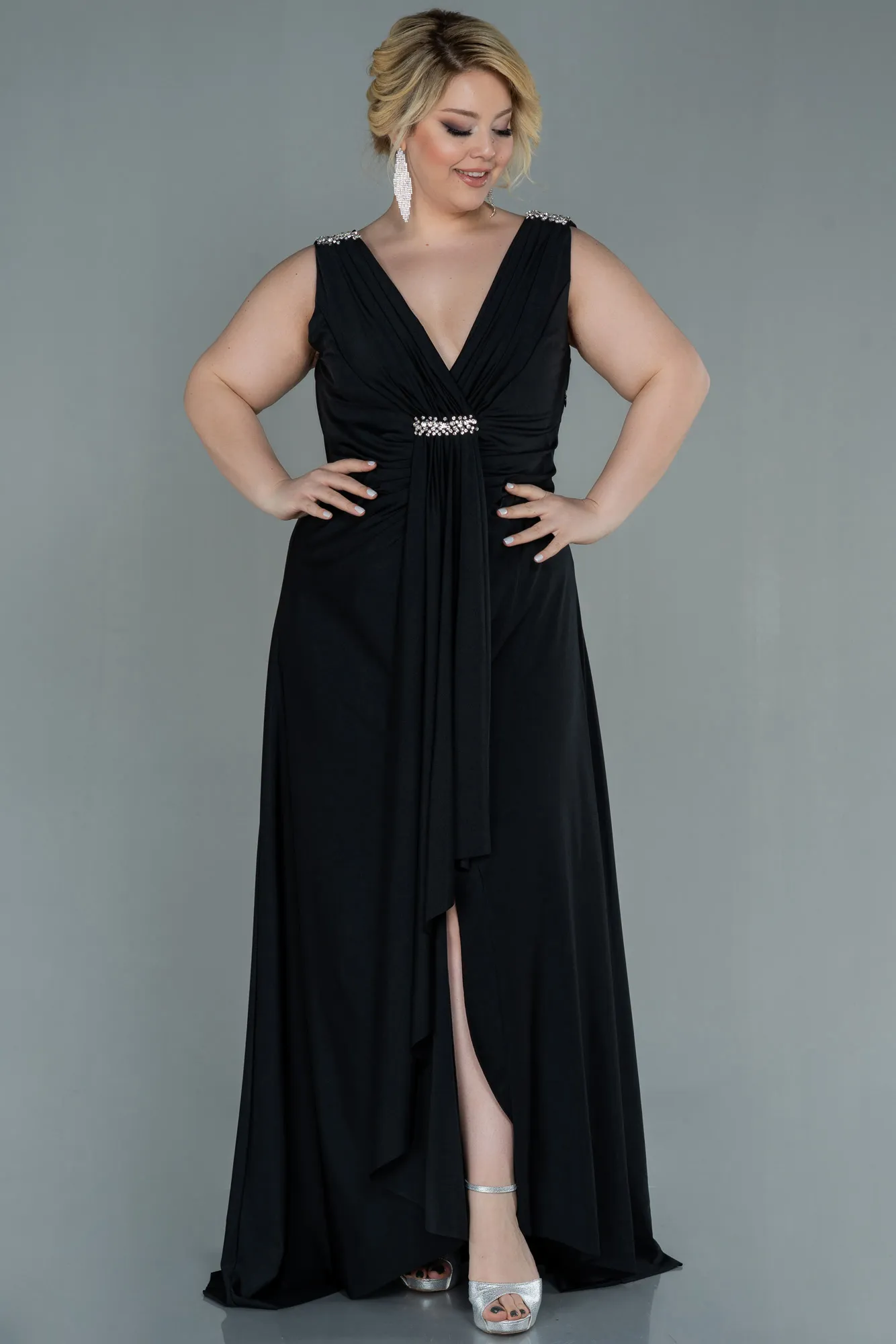 Black-Long Plus Size Evening Dress ABU3018