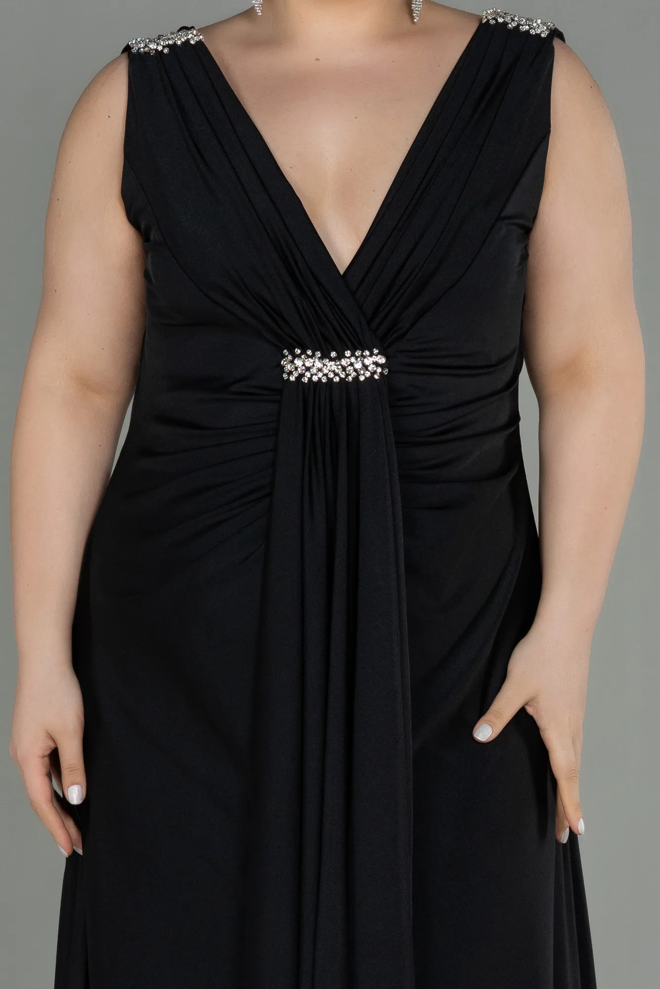 Black-Long Plus Size Evening Dress ABU3018