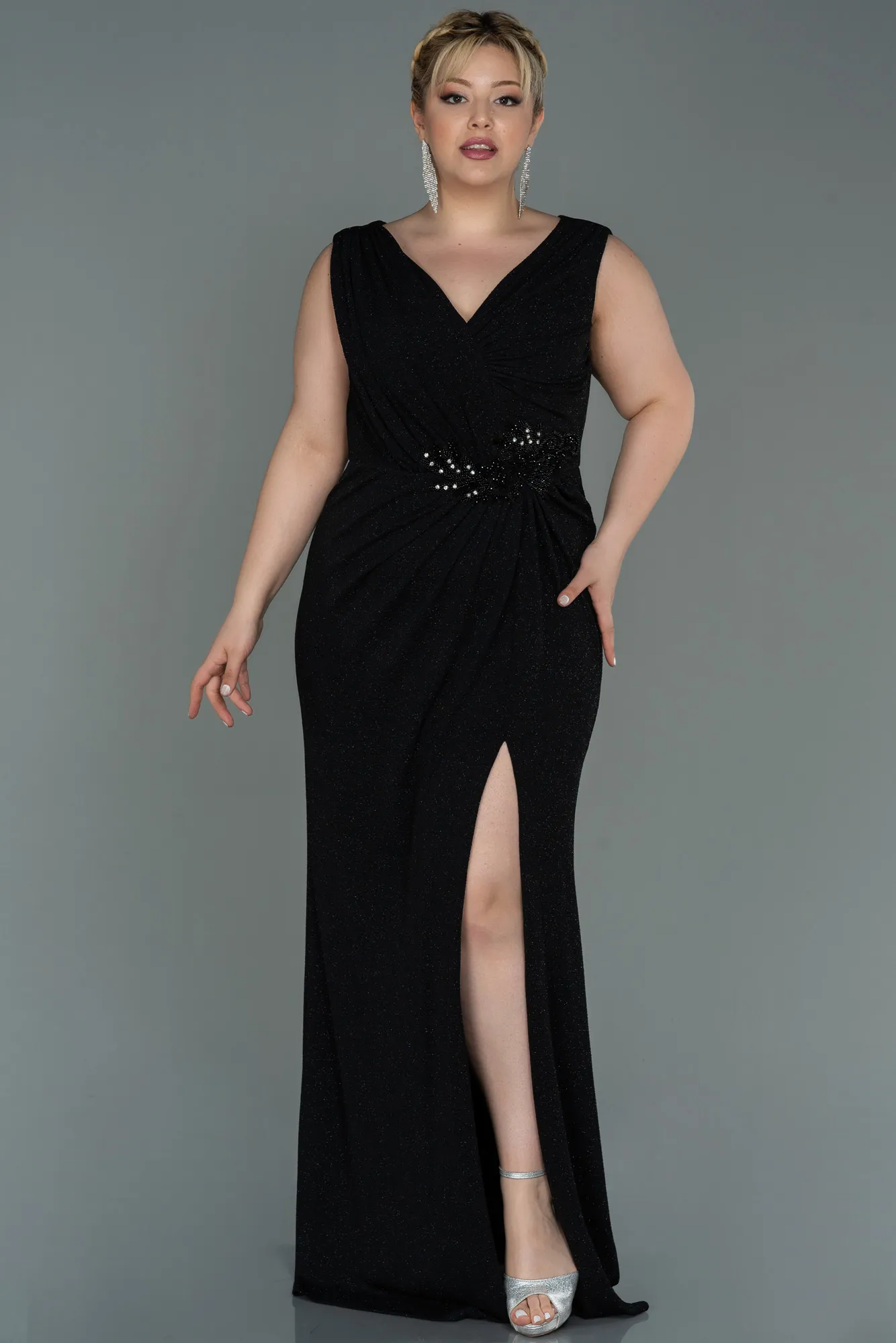 Black-Long Plus Size Evening Dress ABU3074