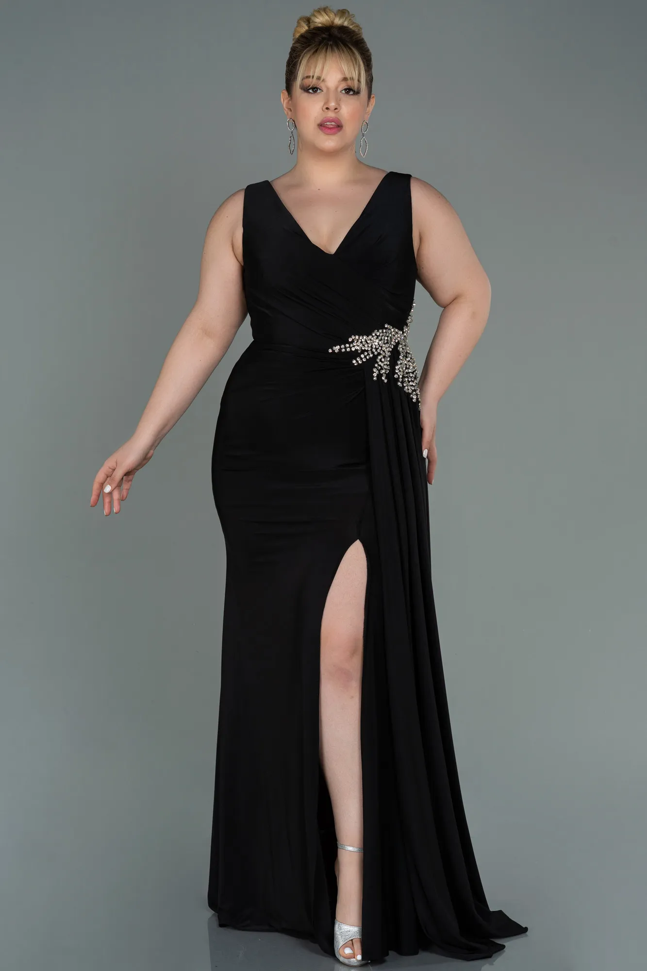 Black-Long Plus Size Evening Dress ABU3122