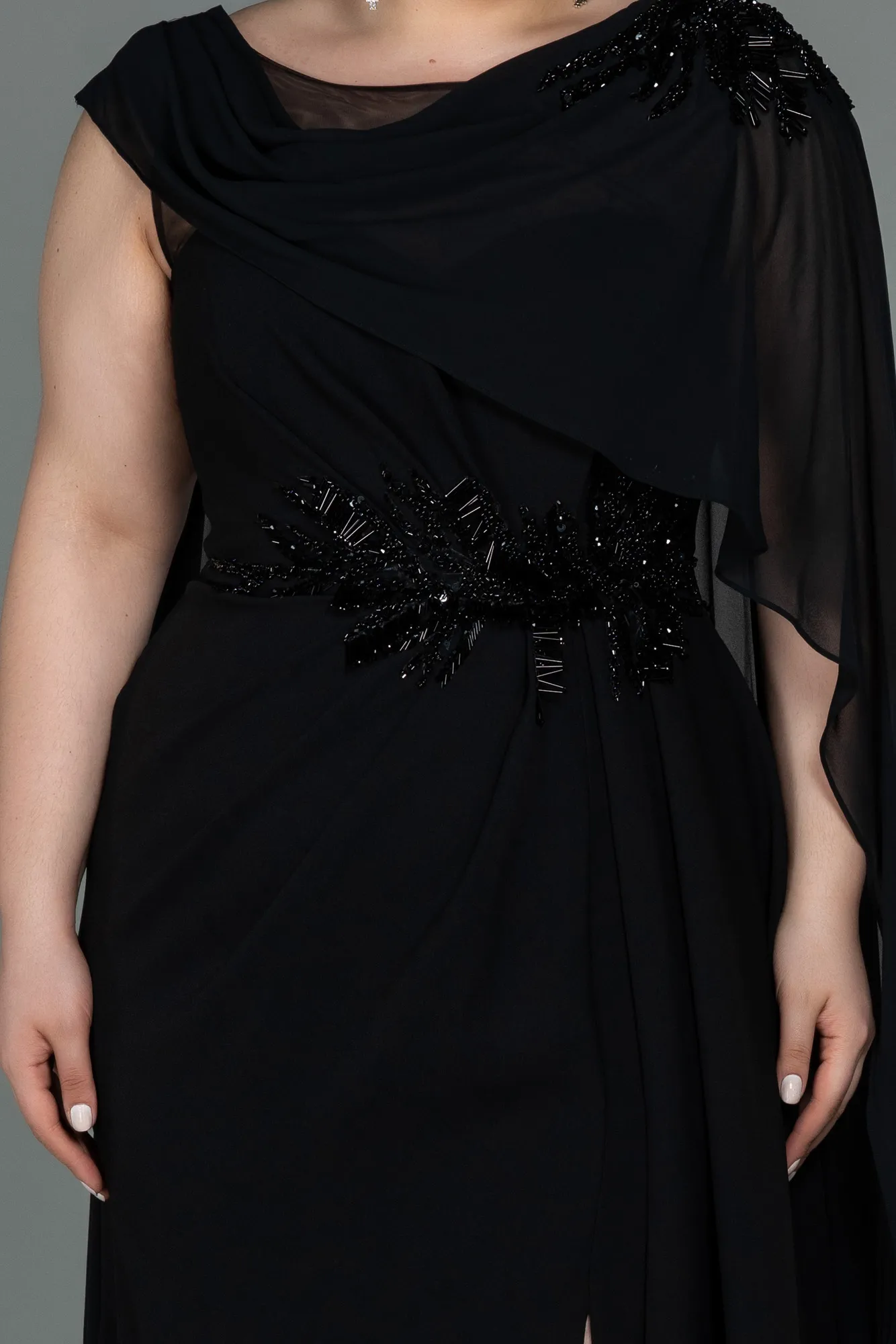 Black-Long Plus Size Evening Dress ABU3131
