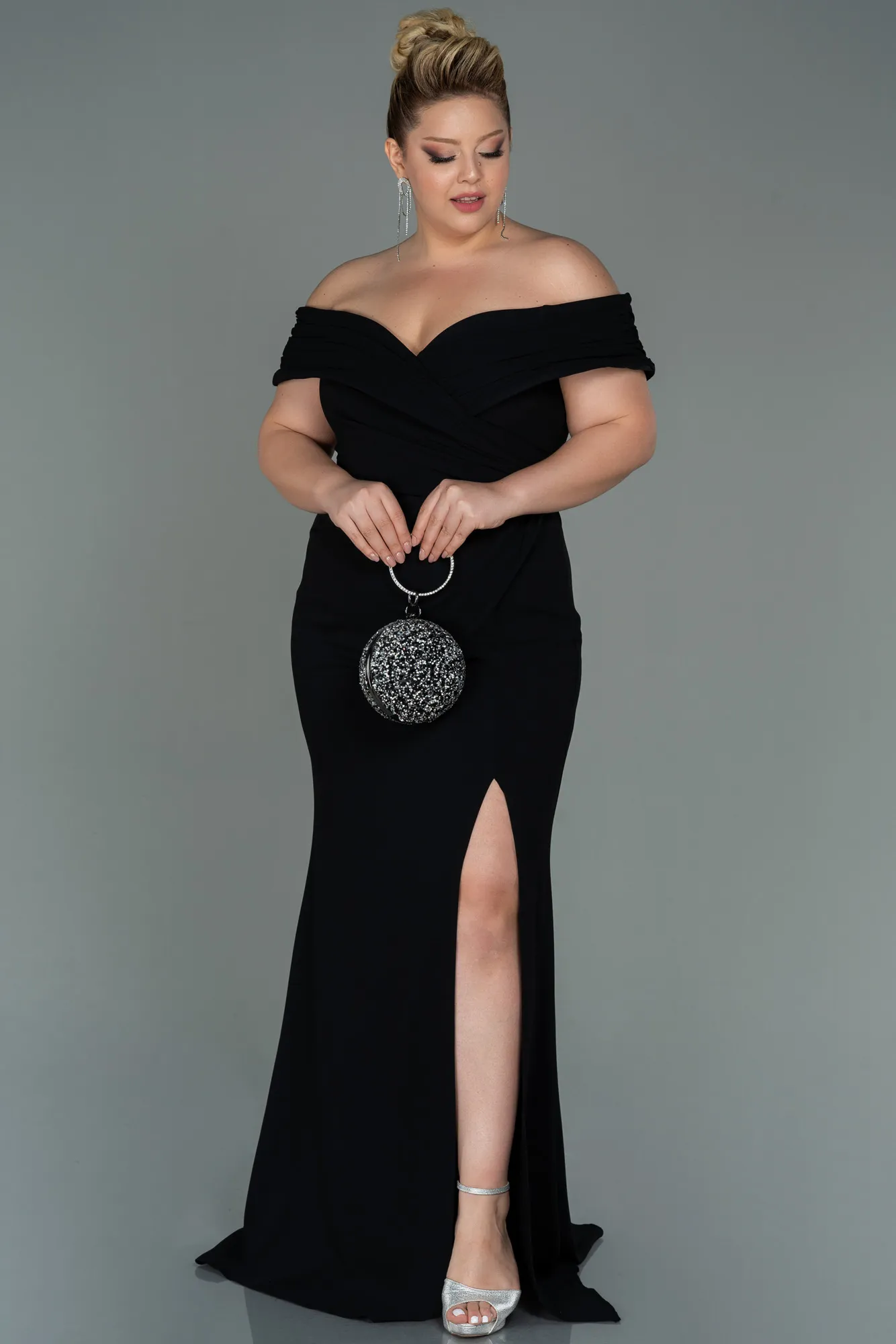 Black-Long Plus Size Evening Dress ABU3172