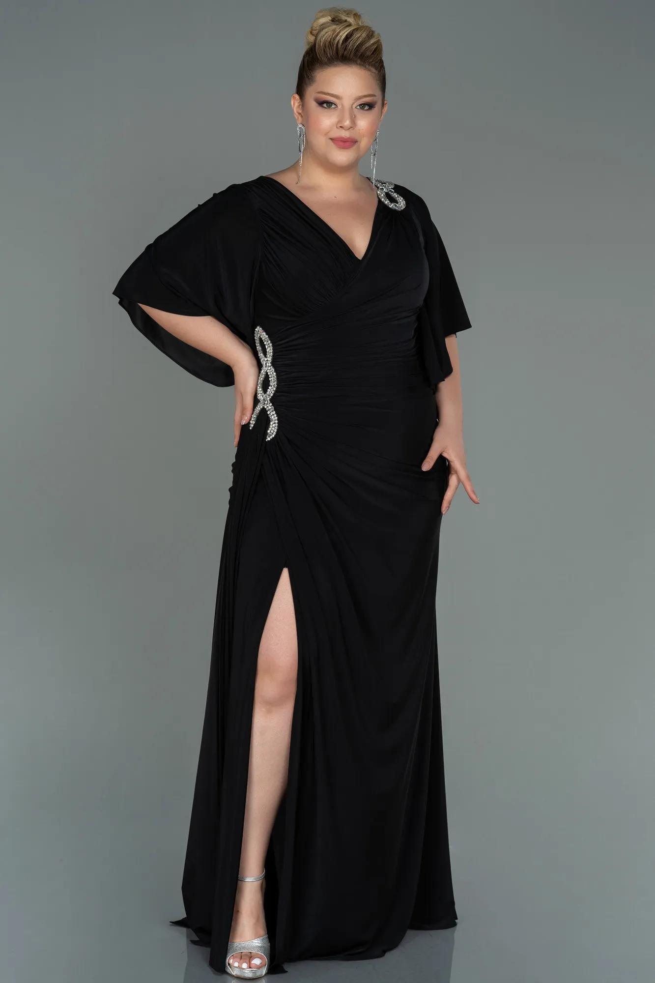 Black-Long Plus Size Evening Dress ABU3173