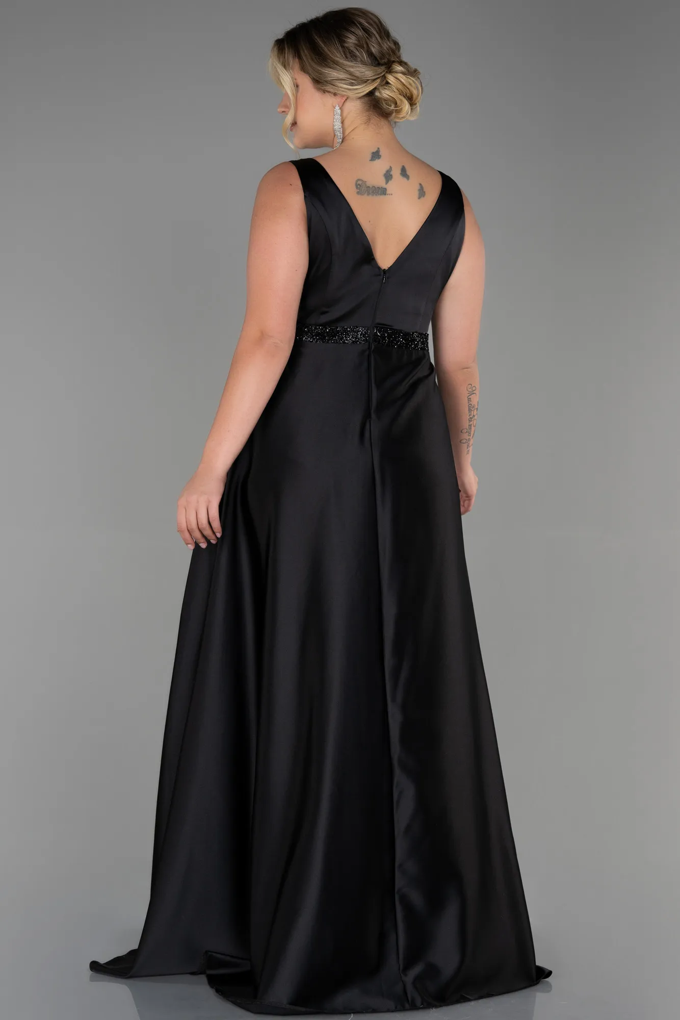 Black-Long Plus Size Evening Dress ABU3200