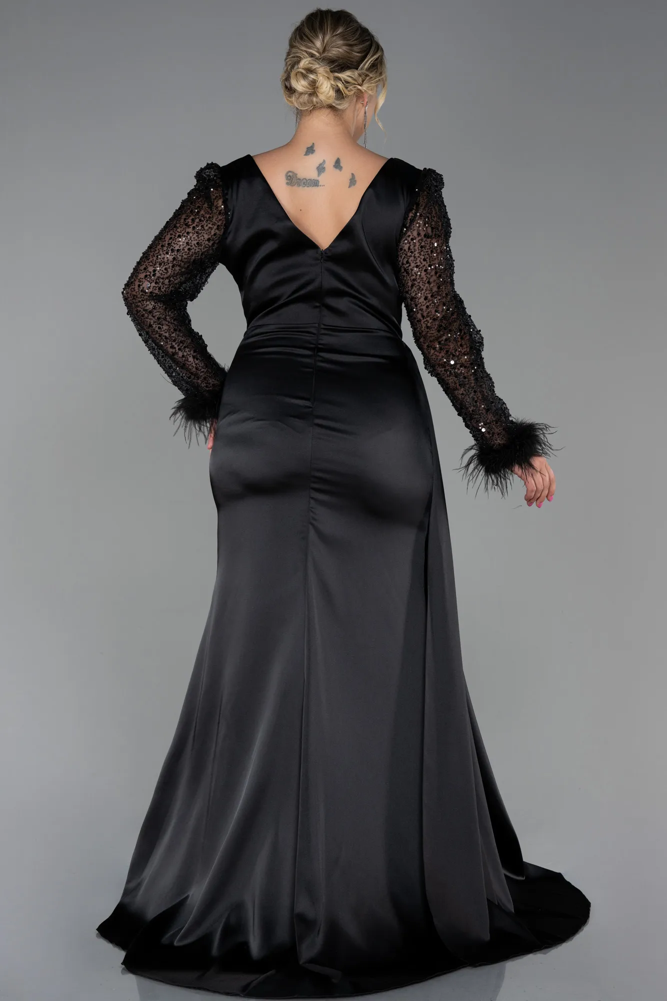 Black-Long Plus Size Evening Dress ABU3237