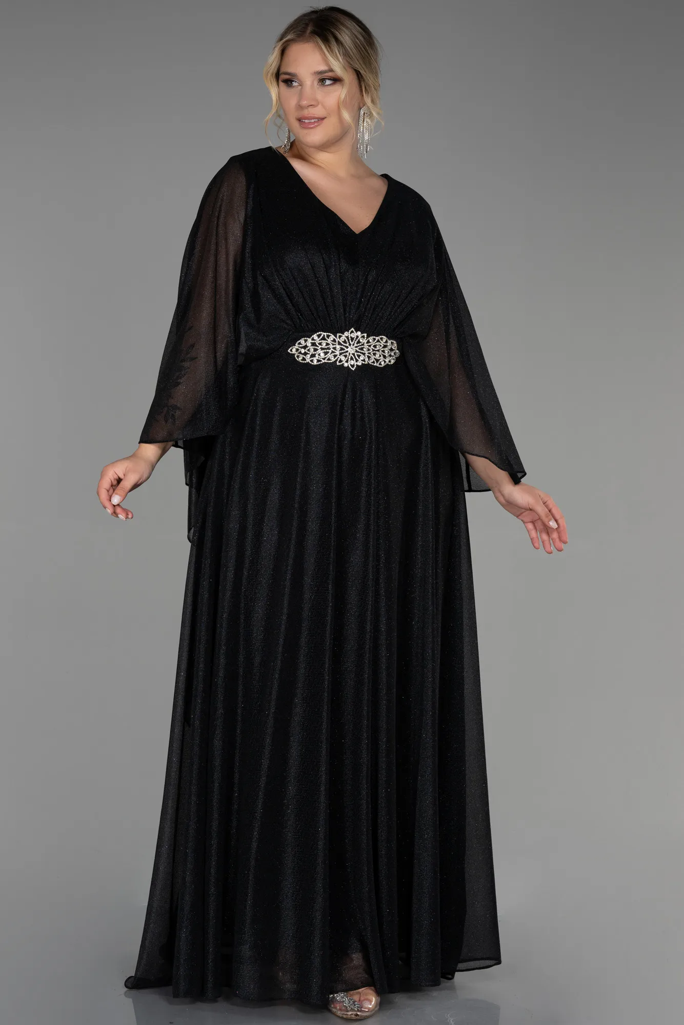 Black-Long Plus Size Evening Dress ABU3278
