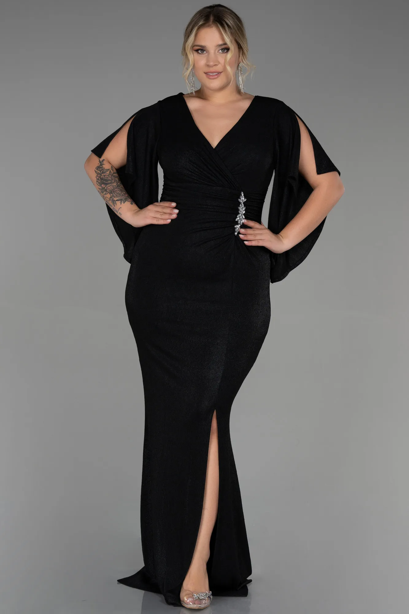 Black-Long Plus Size Evening Dress ABU3280