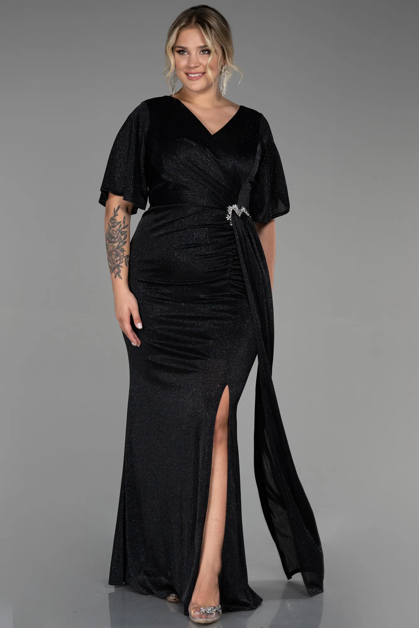Black-Long Plus Size Evening Dress ABU3282