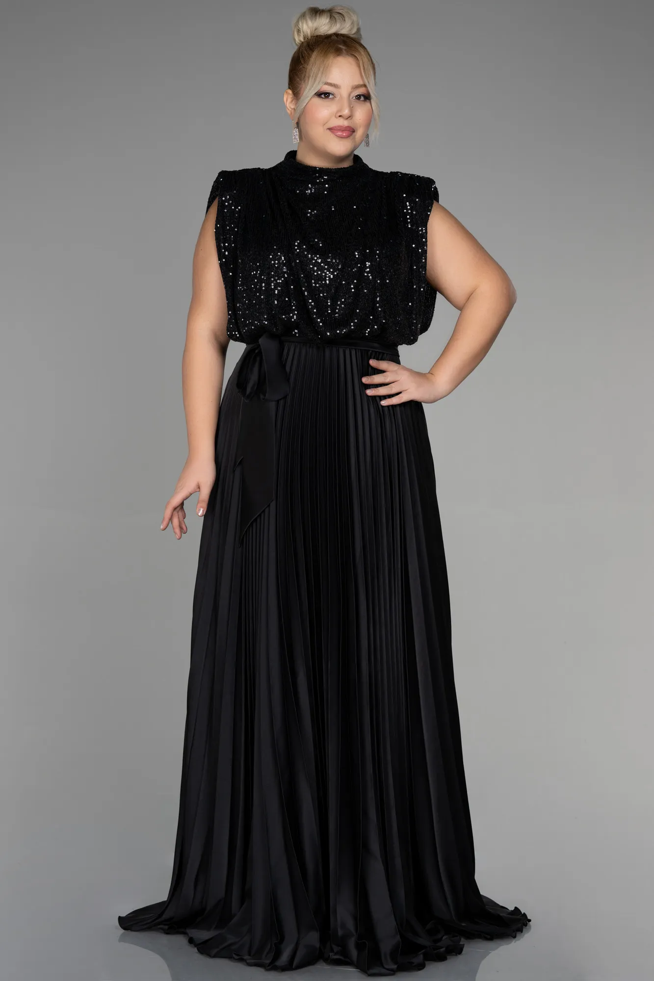 Black-Long Plus Size Evening Dress ABU3341