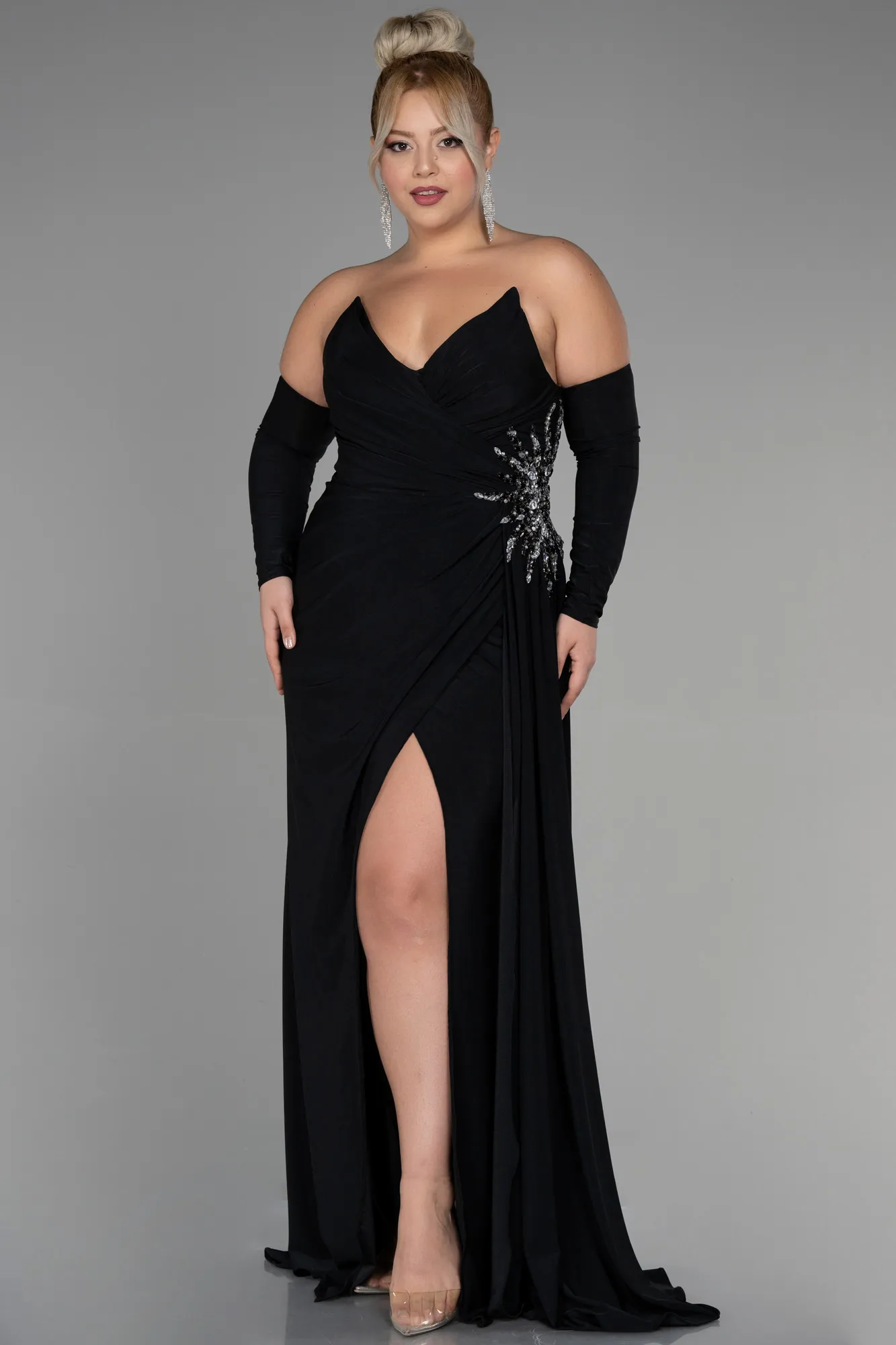 Black-Long Plus Size Evening Dress ABU3352