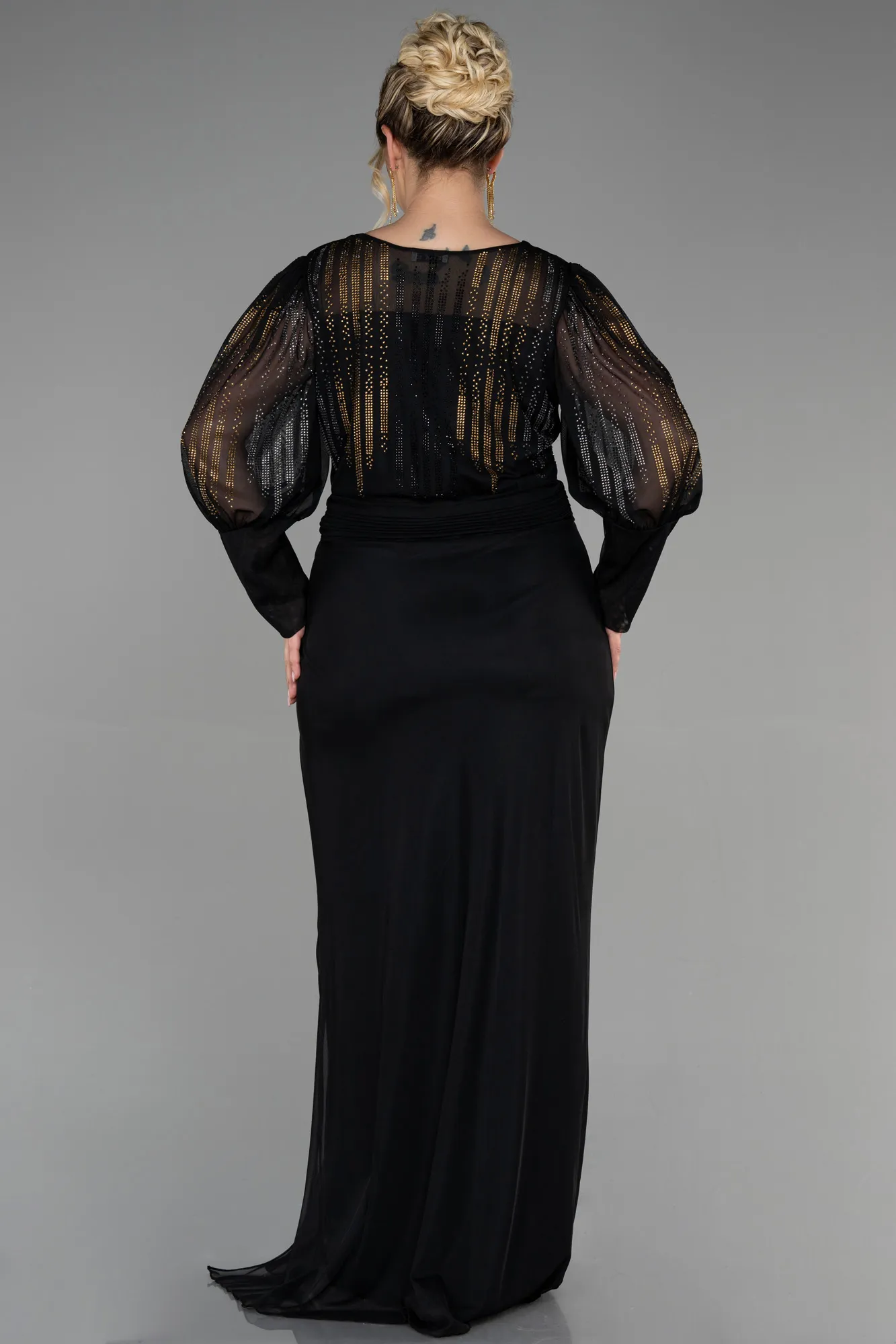 Black-Long Plus Size Evening Dress ABU3437
