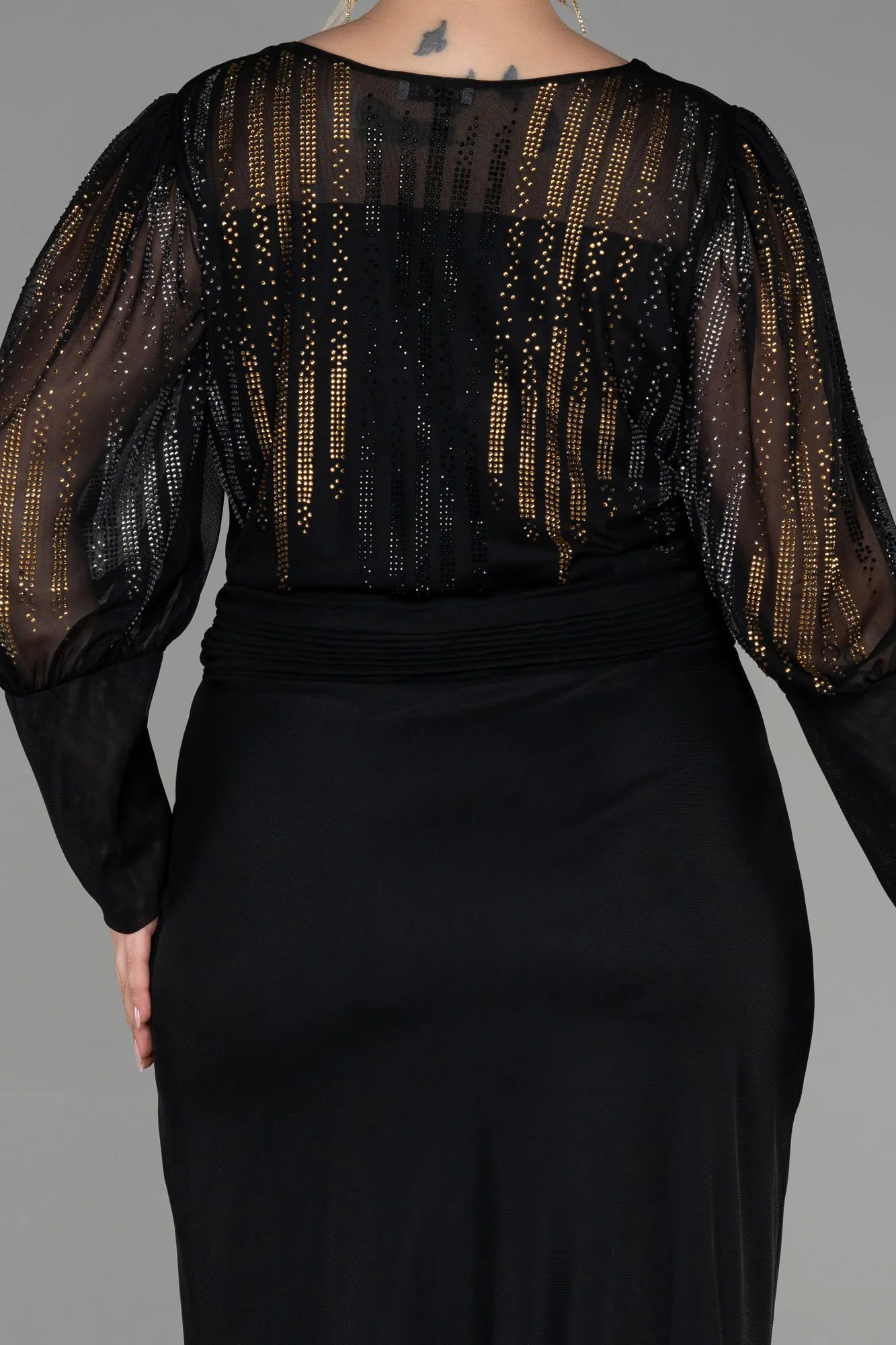 Black-Long Plus Size Evening Dress ABU3437