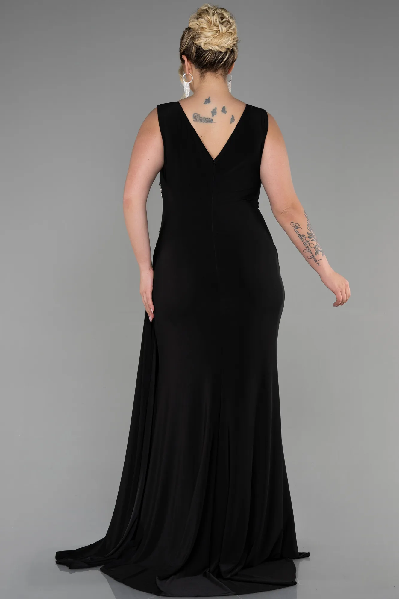 Black-Long Plus Size Evening Dress ABU3438