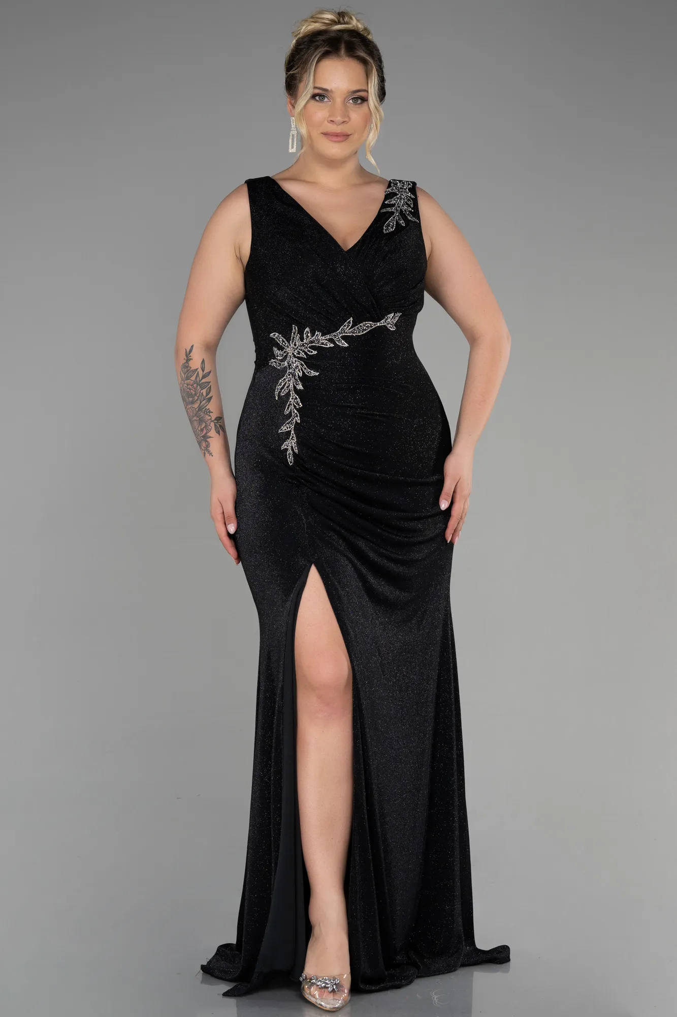 Black-Long Plus Size Evening Dress ABU3439