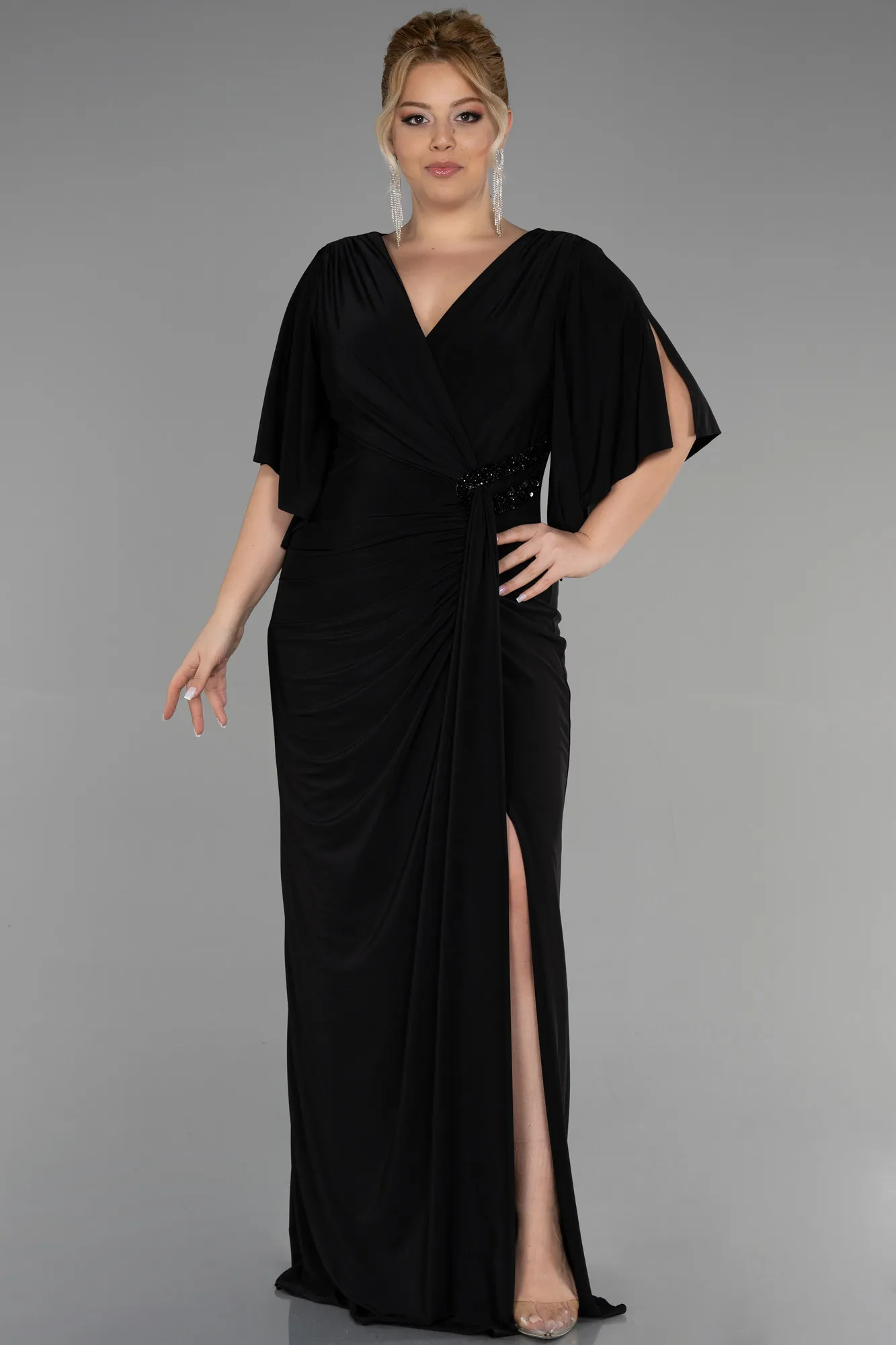 Black-Long Plus Size Evening Dress ABU3470