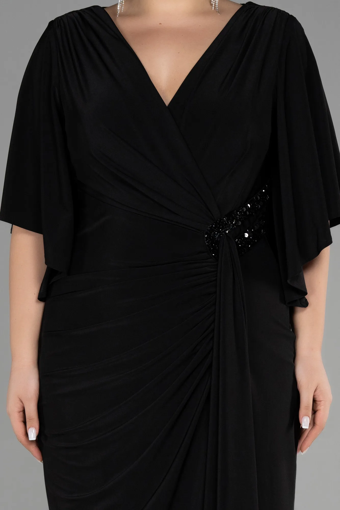 Black-Long Plus Size Evening Dress ABU3470