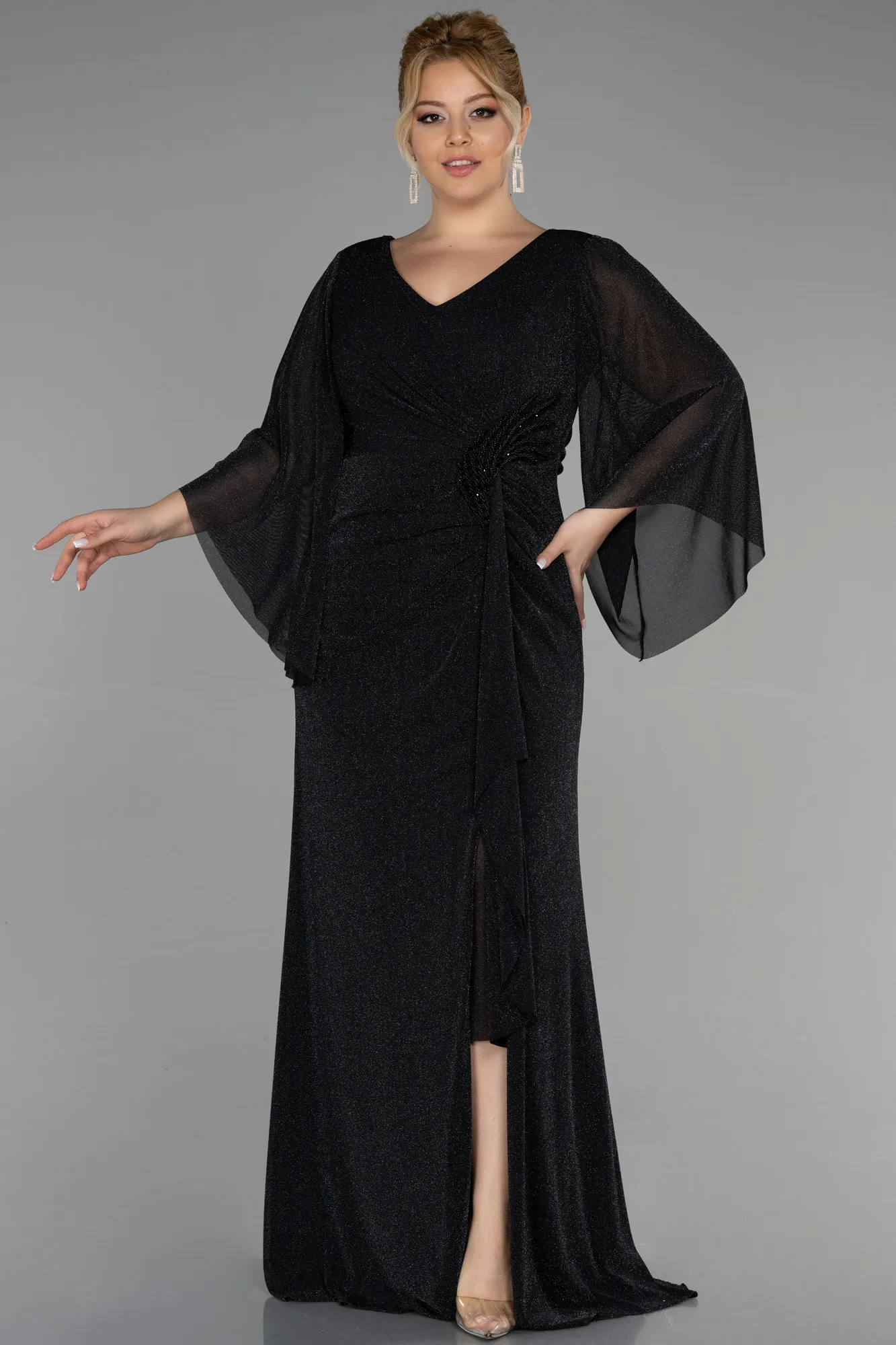 Black-Long Plus Size Evening Dress ABU3486
