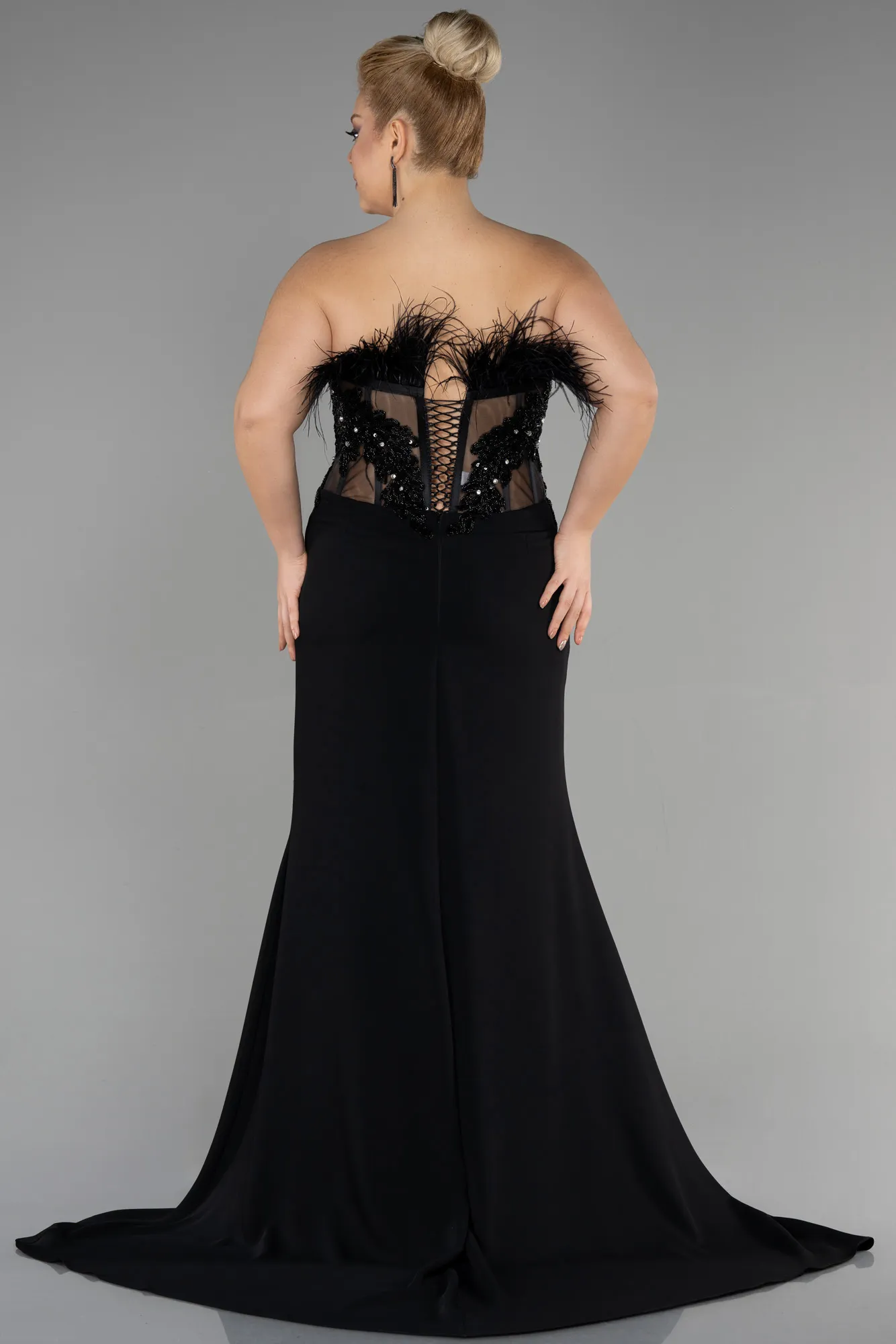 Black-Long Plus Size Evening Dress ABU3531
