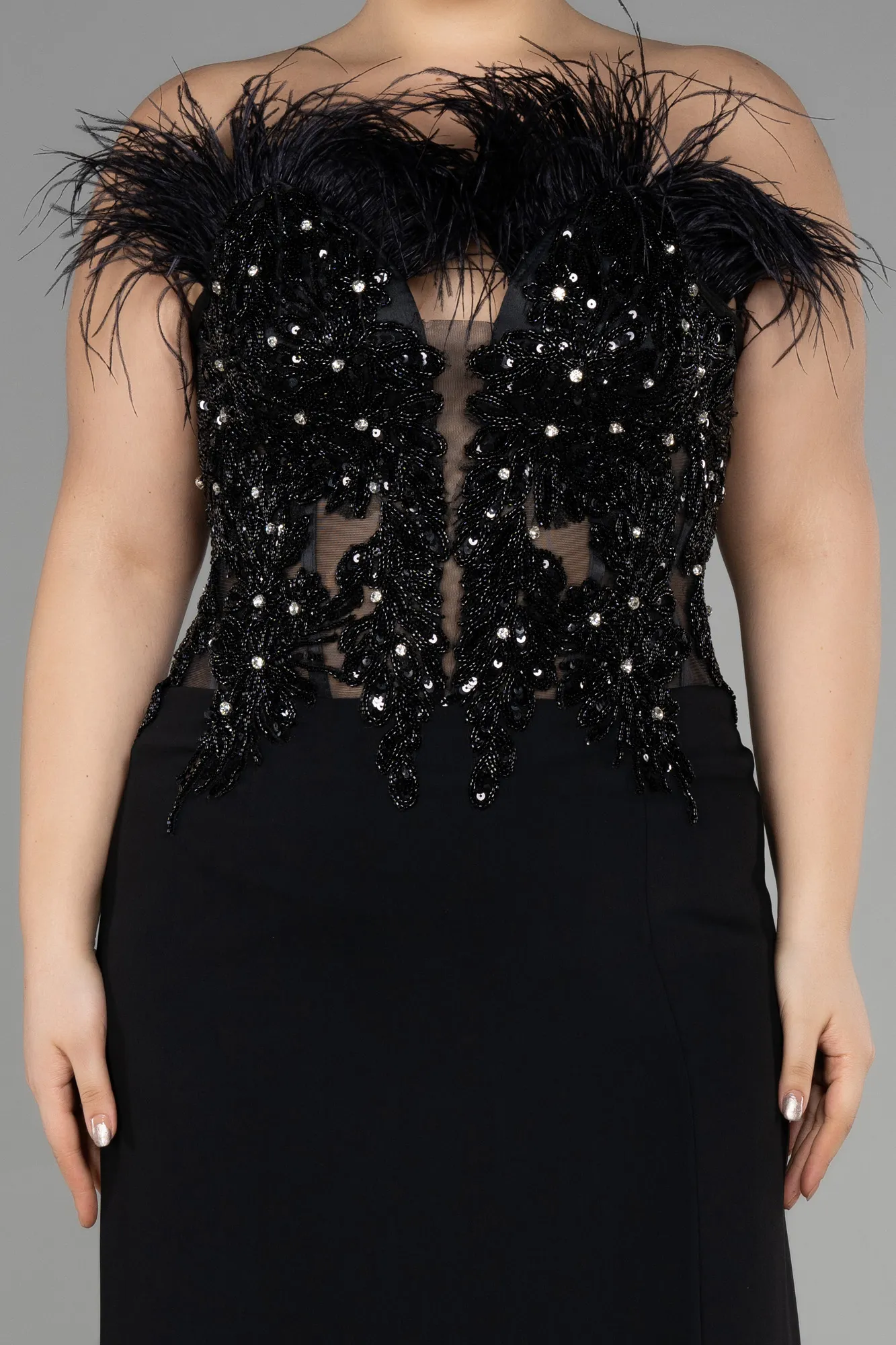 Black-Long Plus Size Evening Dress ABU3531