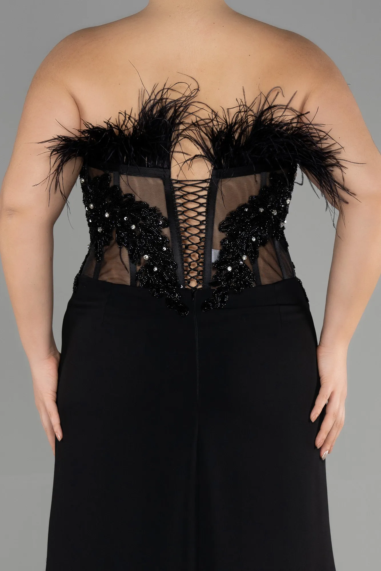 Black-Long Plus Size Evening Dress ABU3531