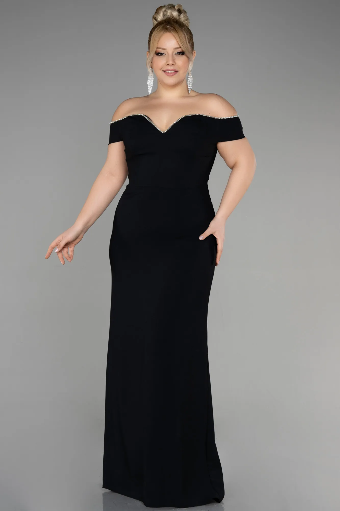Black-Long Plus Size Evening Dress ABU3582