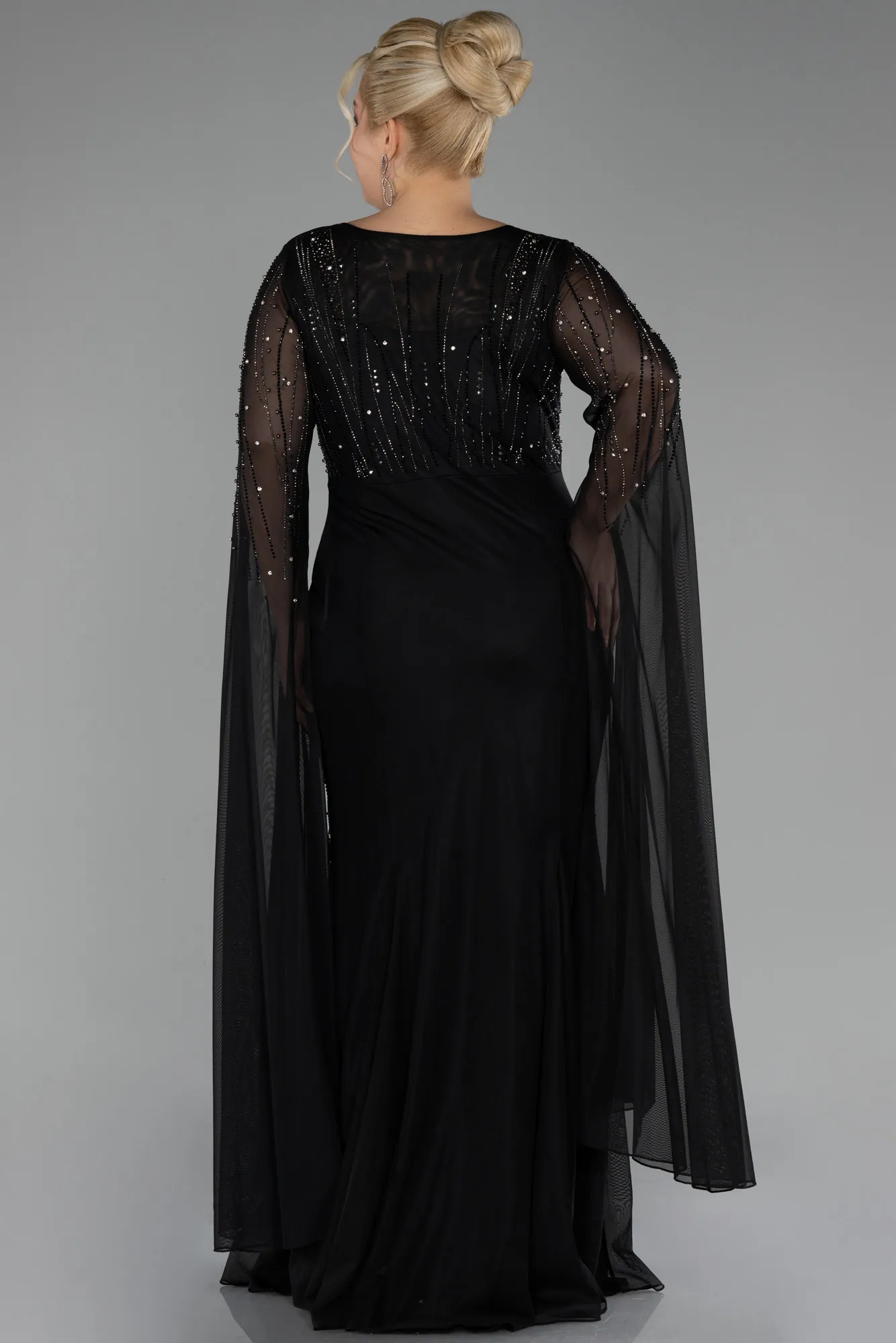 Black-Long Plus Size Evening Dress ABU4256