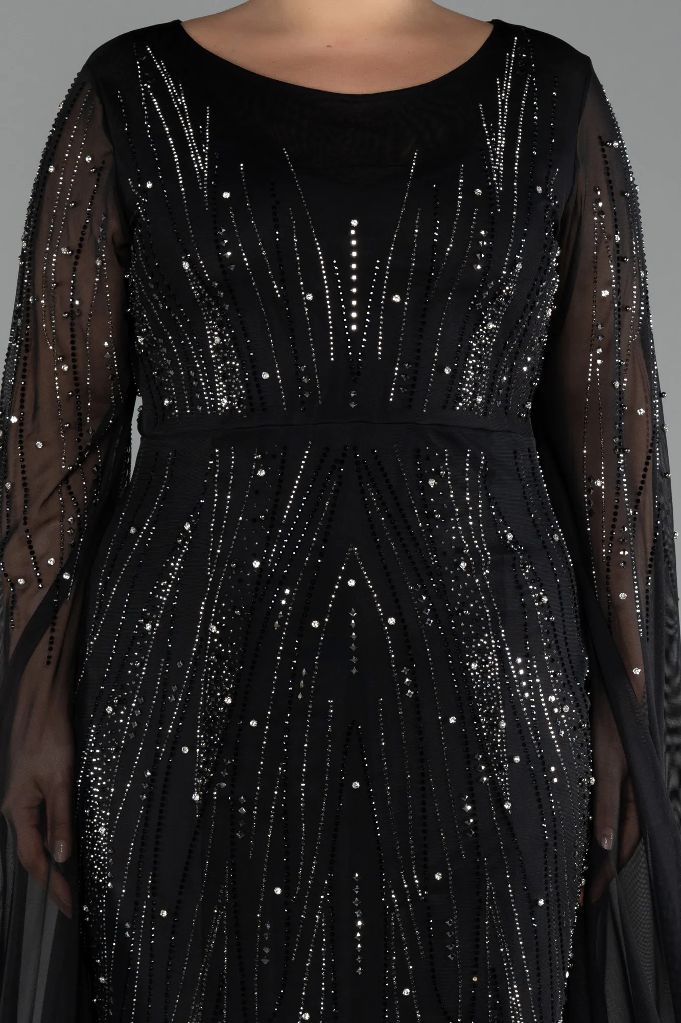 Black-Long Plus Size Evening Dress ABU4256