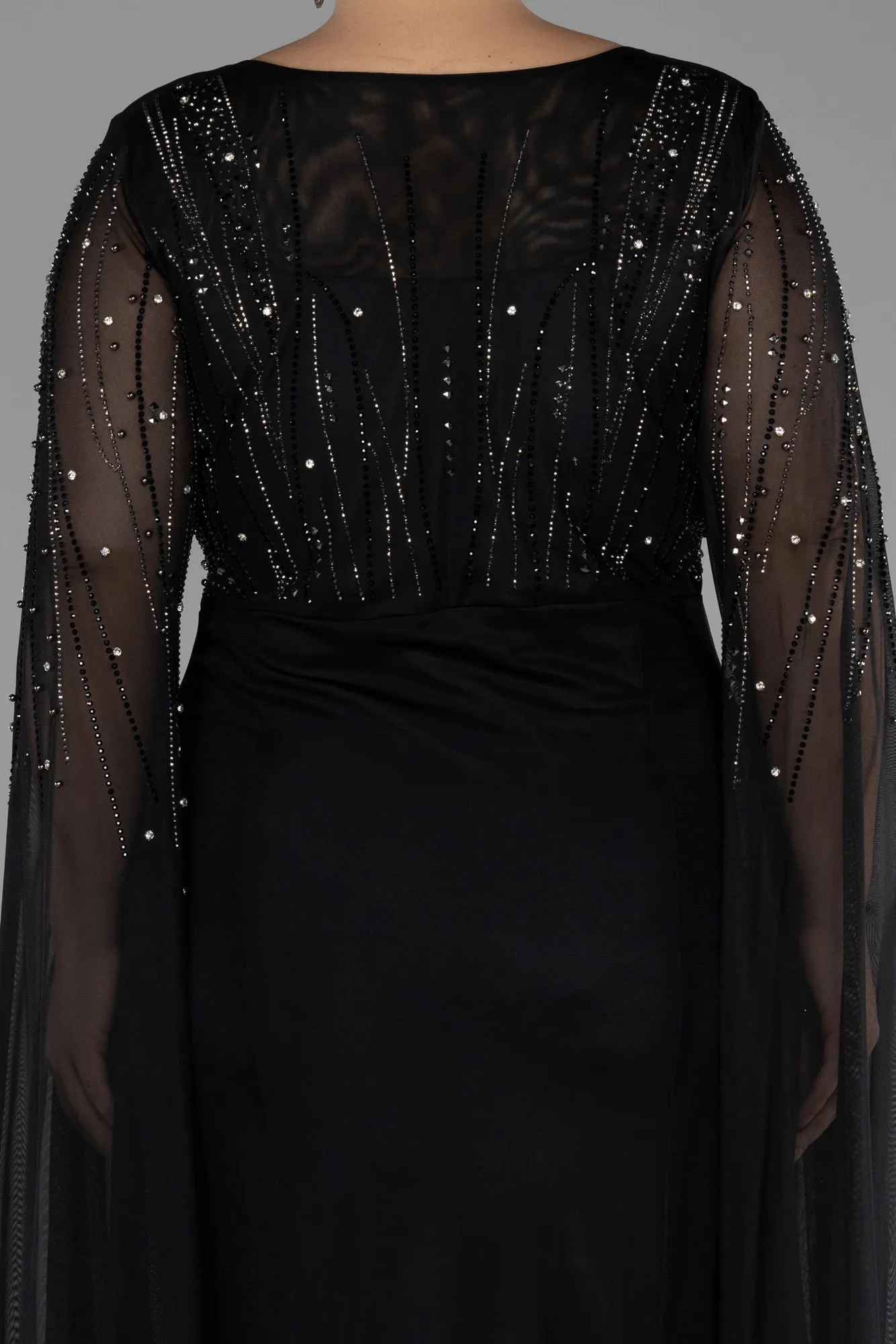 Black-Long Plus Size Evening Dress ABU4256