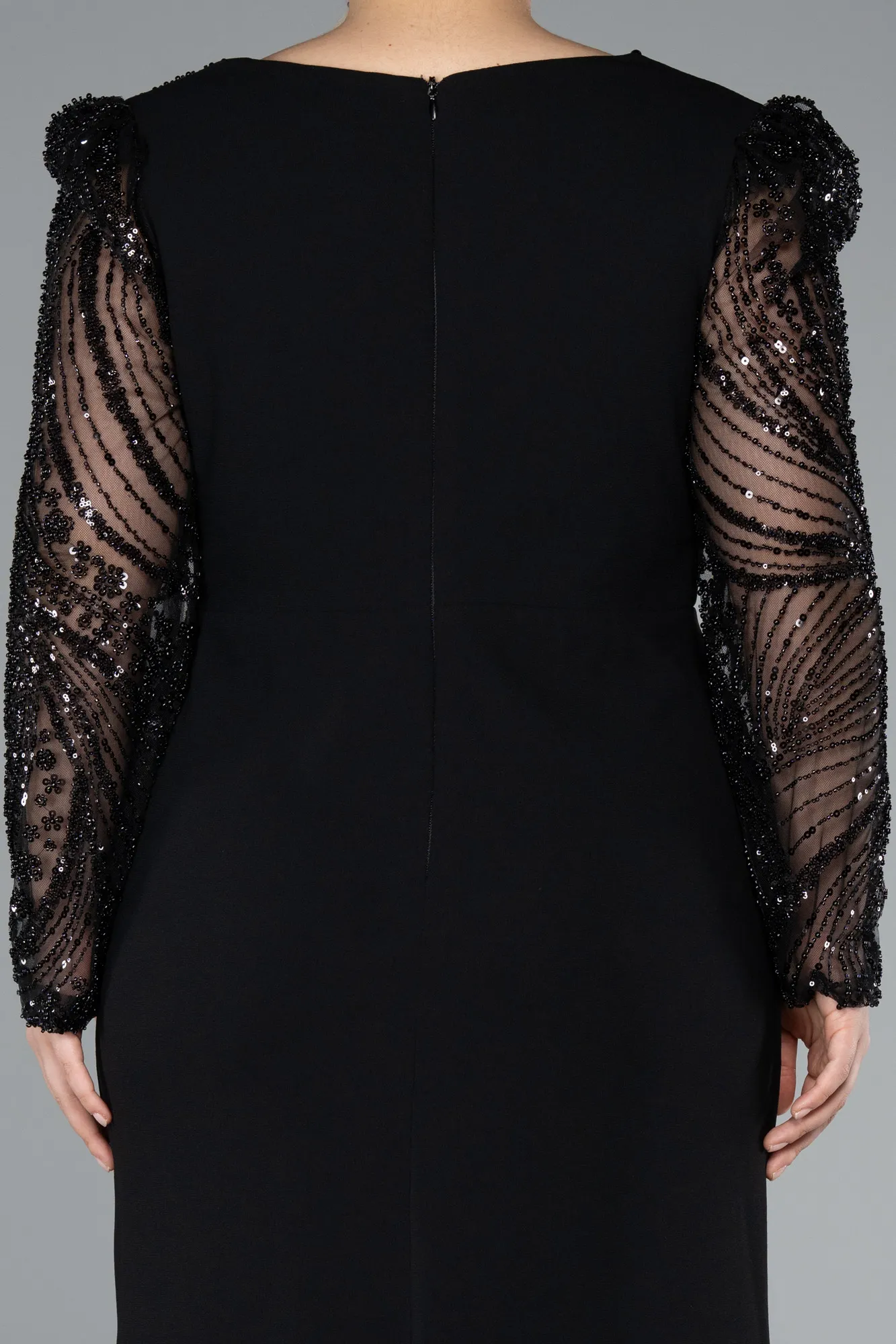 Black-Long Plus Size Evening Dress ABU4946