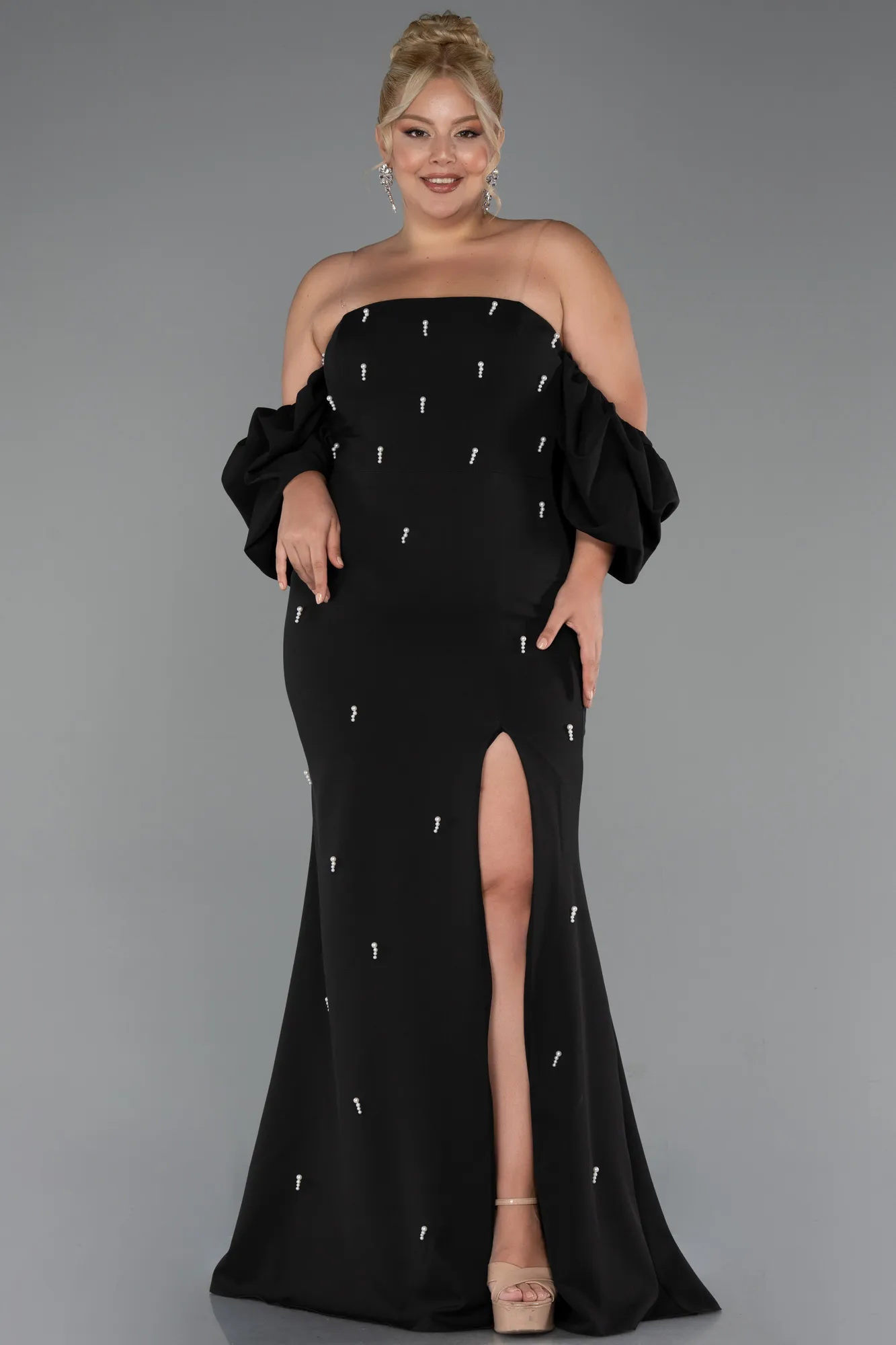 Black-Long Plus Size Evening Dress ABU4990