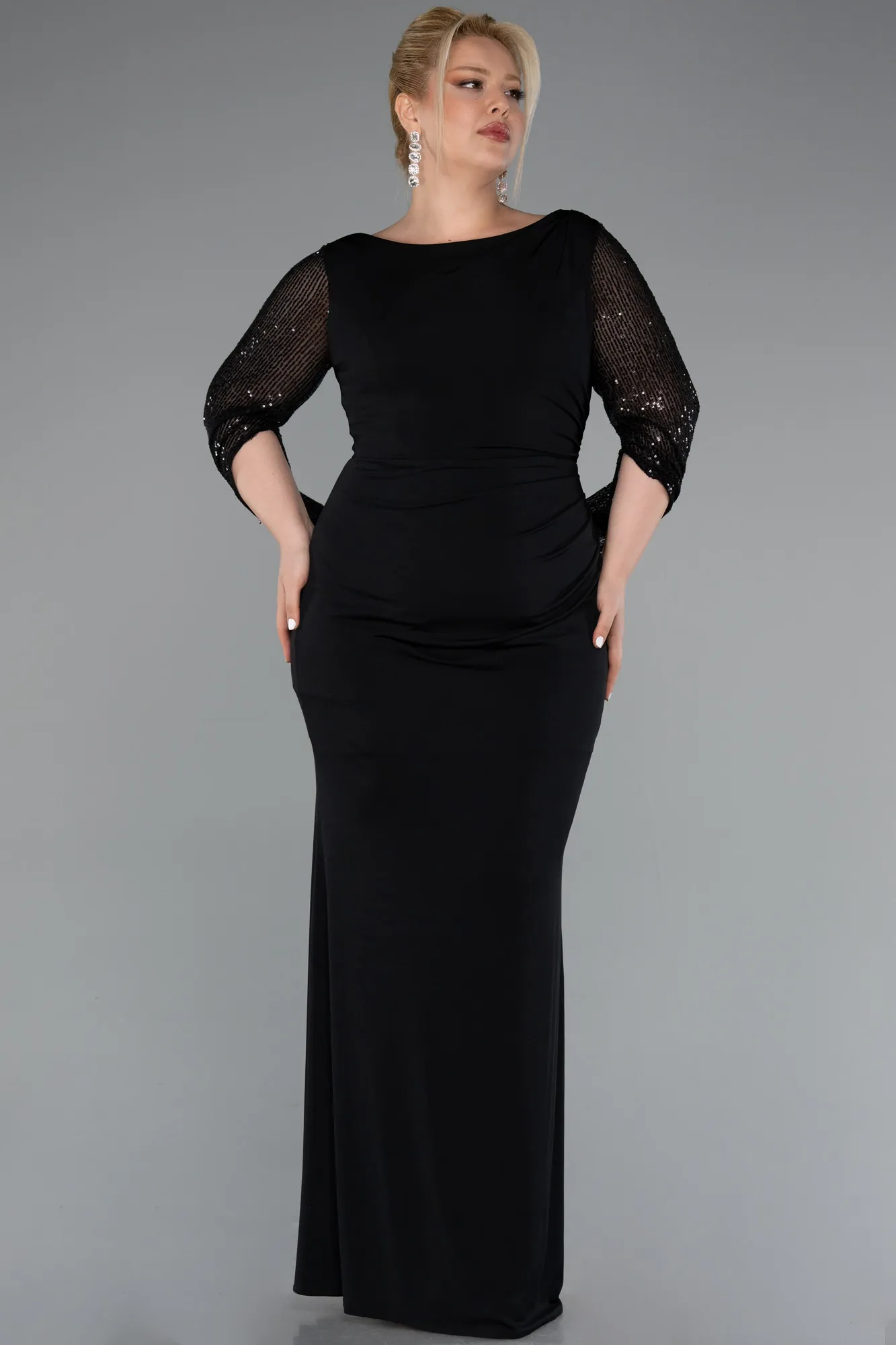 Black-Long Plus Size Evening Dress ABU5078